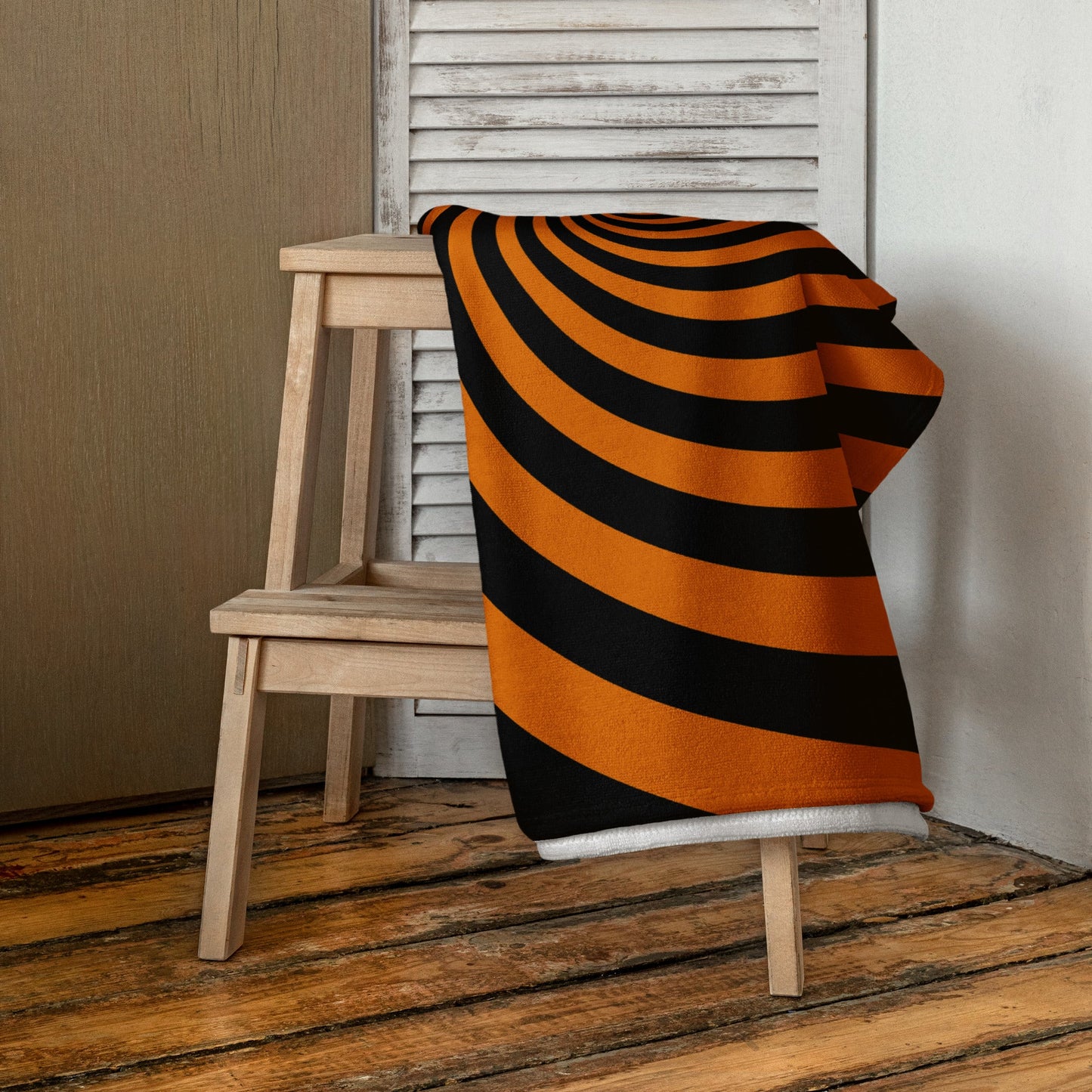 Black and Orange Spiral Towel
