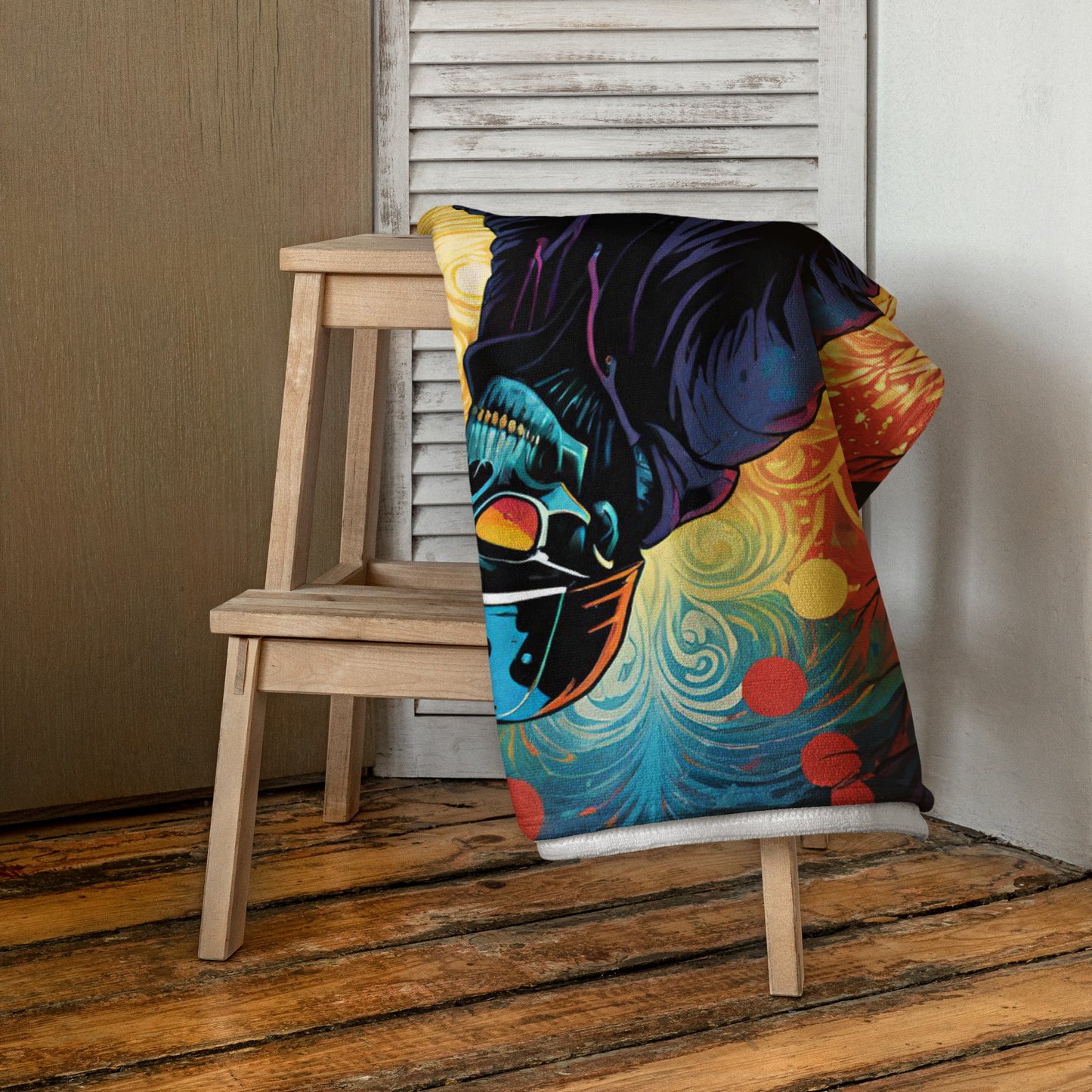 Colorful Skeleton Skater Towel