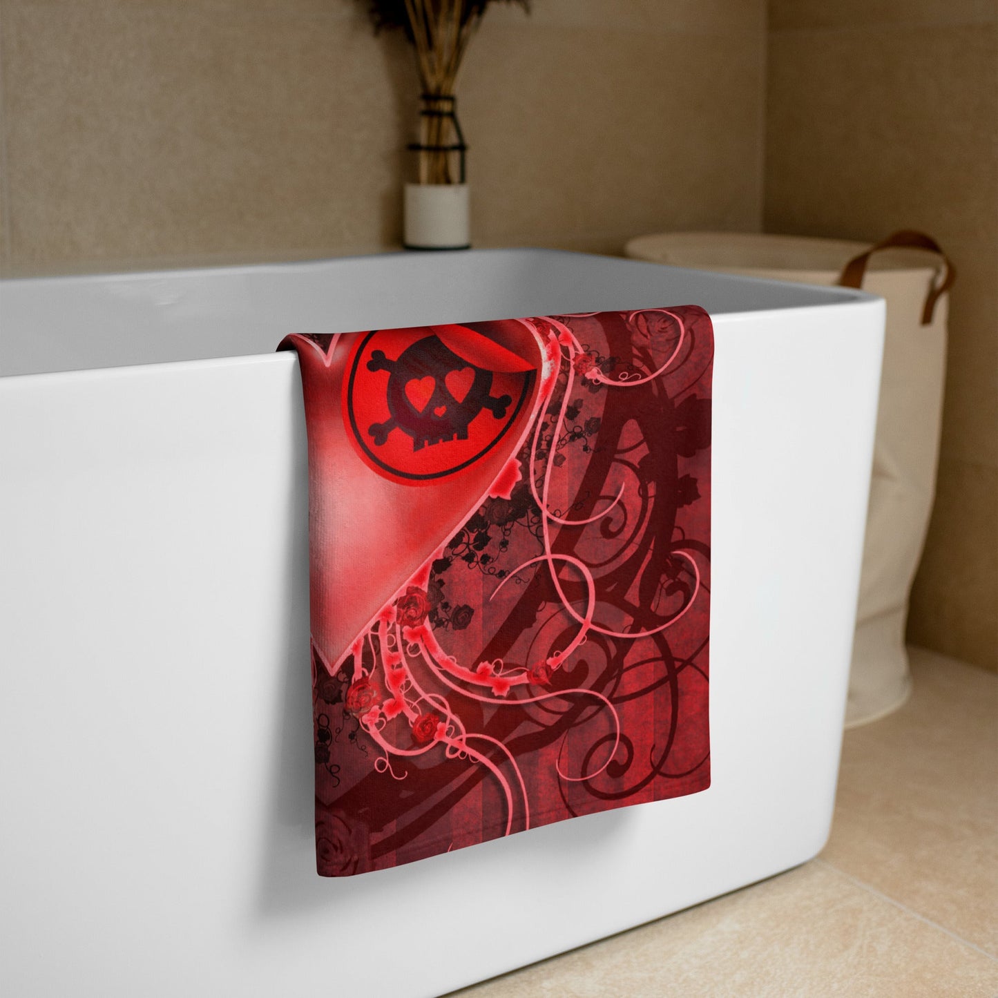 Gothic Skull and Heart Towel