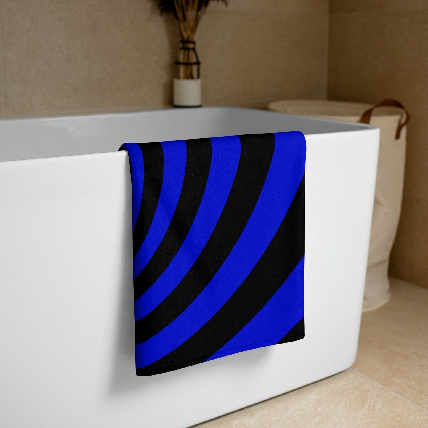 Black and Blue Spiral Towel