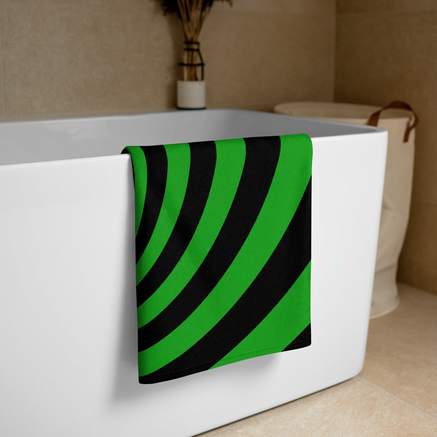 Black and Green Spiral Towel