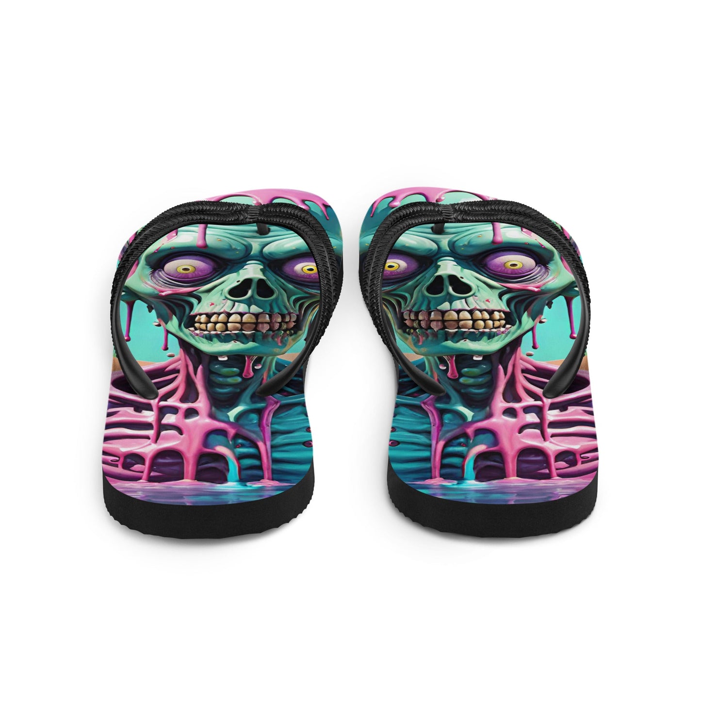 Colorful Melting Candy Zombie Gothic Flip Flops
