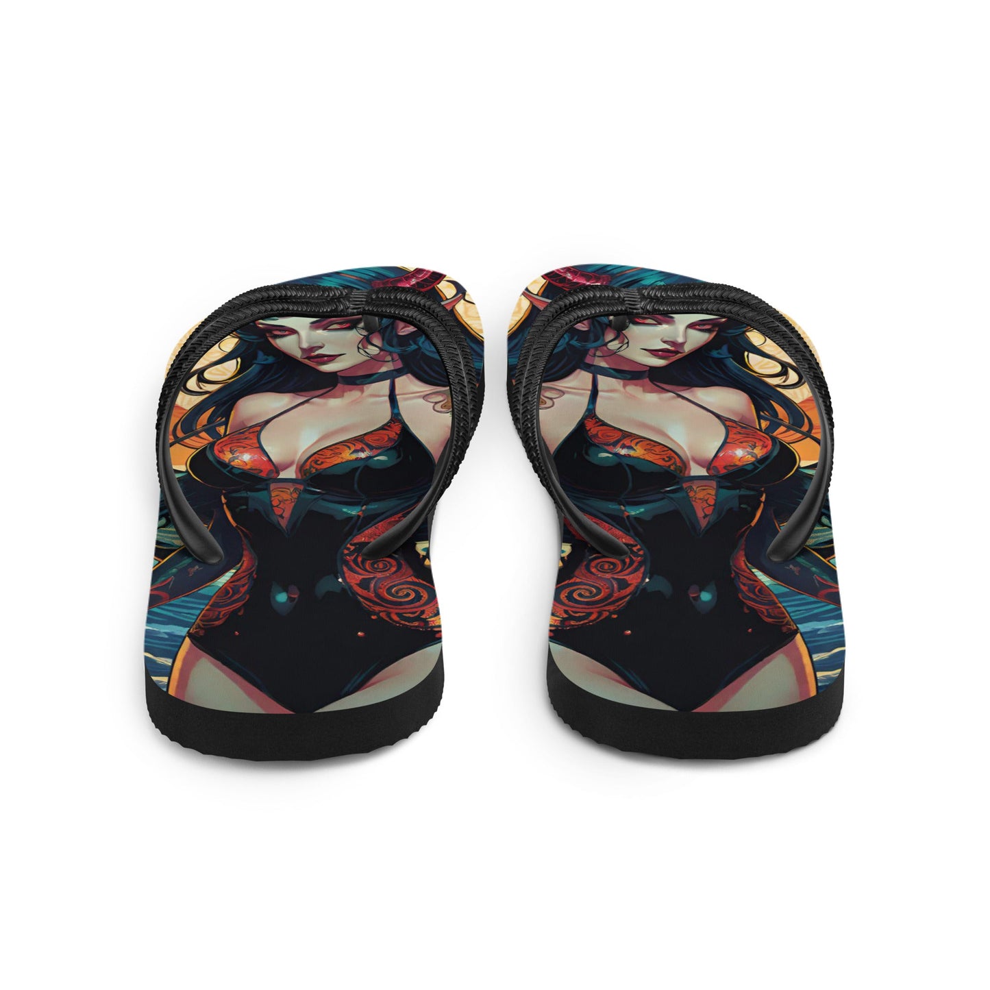 Colorful Summer Succubus in a Swimsuit 1 Gothic Flip Flops