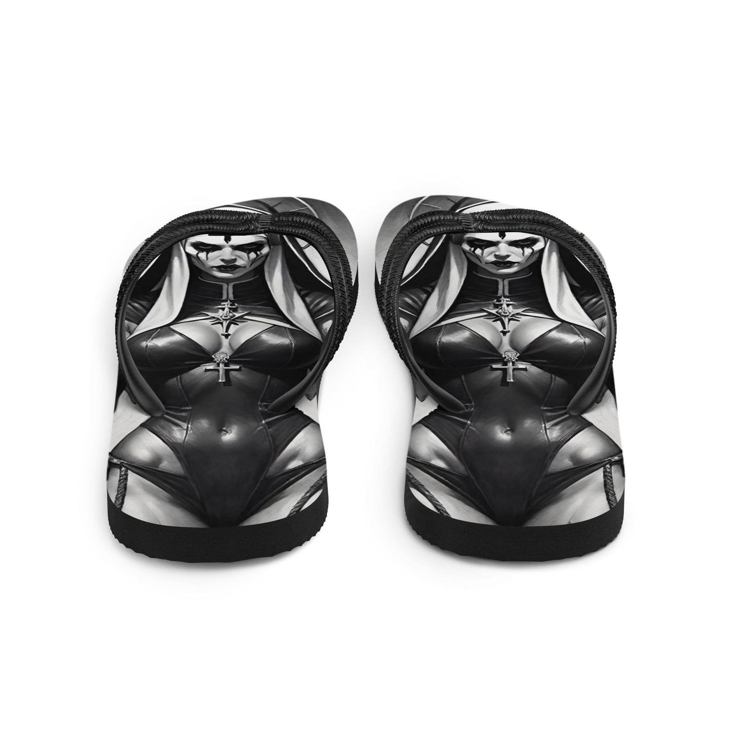 Sexy Evil Nun 3 Gothic Flip Flops