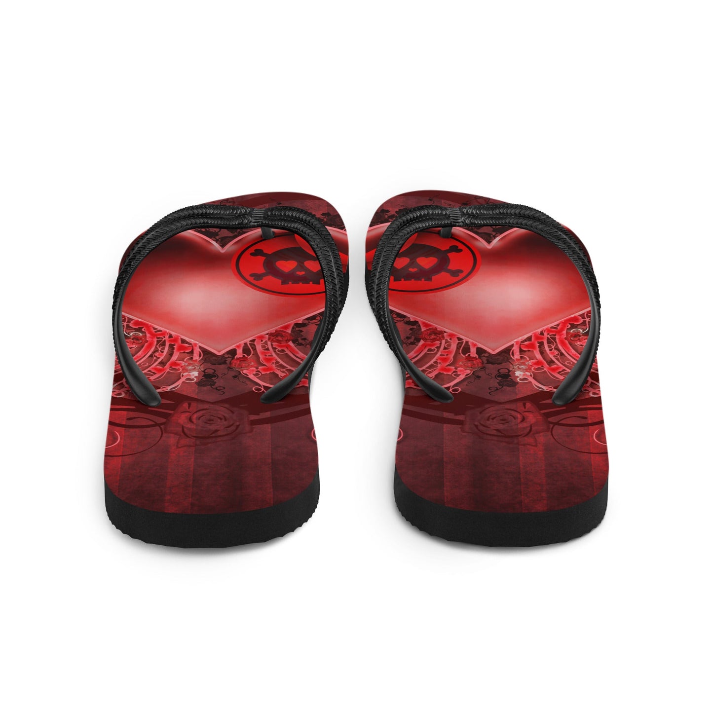 Colorful Skull Heart Gothic Flip Flops
