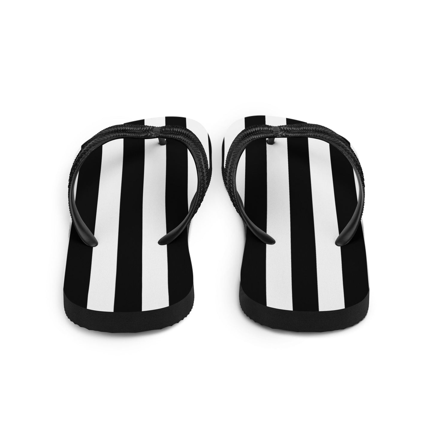 Black and White Striped Flip Flops