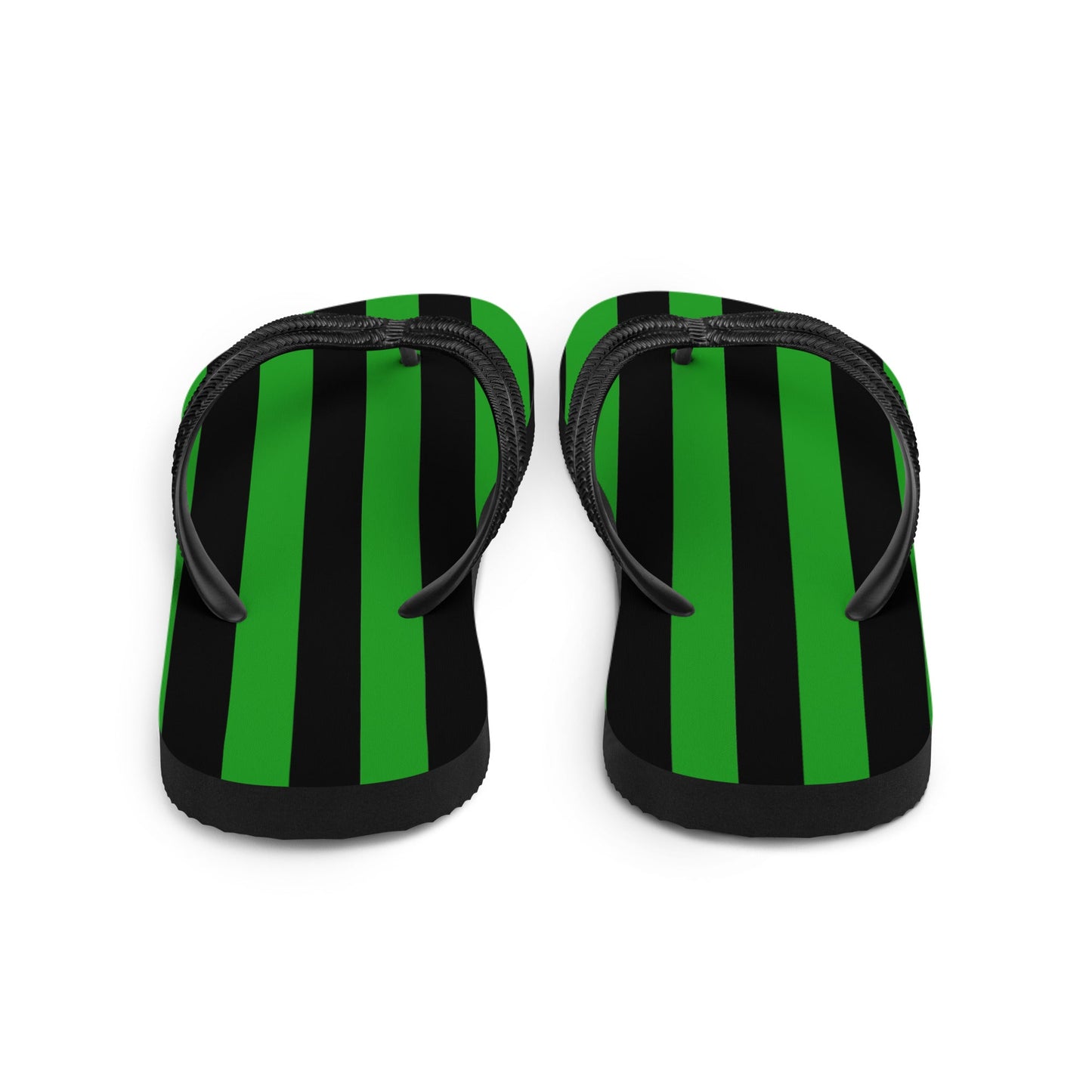 Black and Green Striped Flip Flops