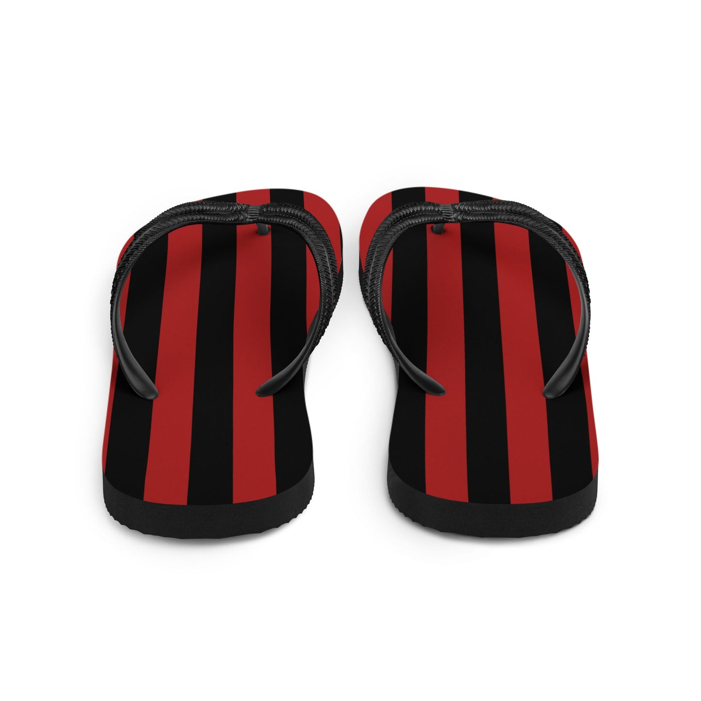 Black and Red Striped Flip Flops