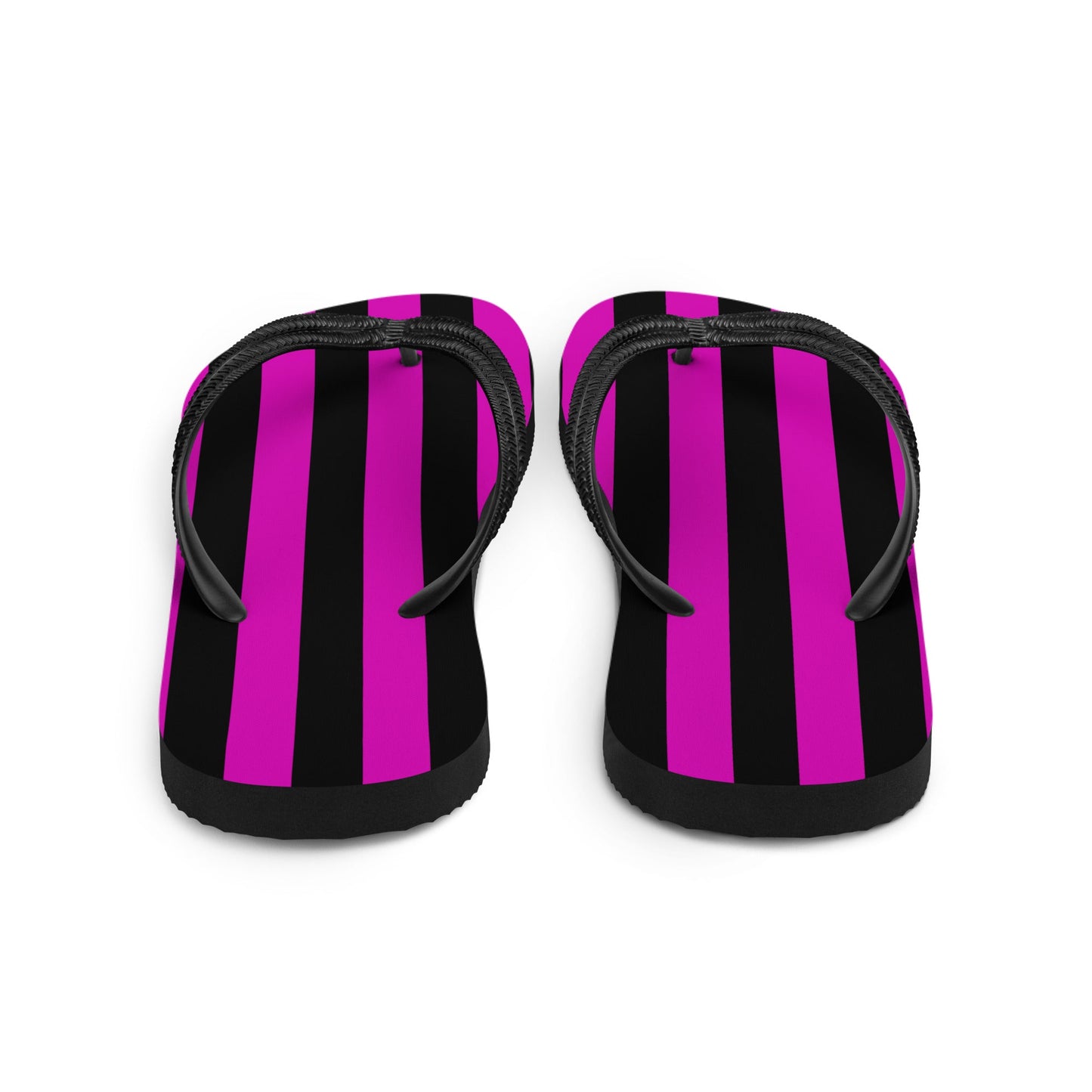 Black and Pink Striped Flip Flops