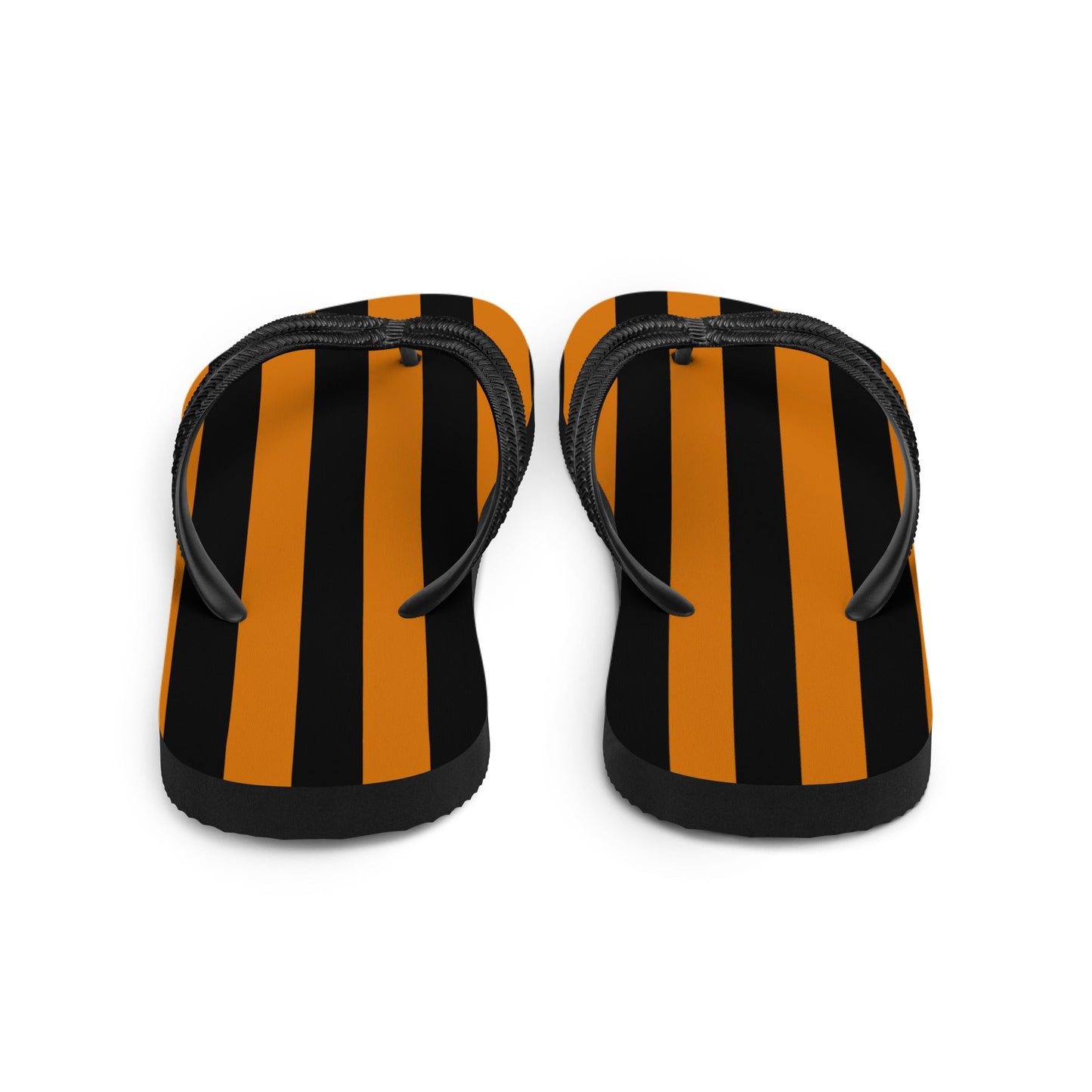 Black and Orange Striped Flip Flops