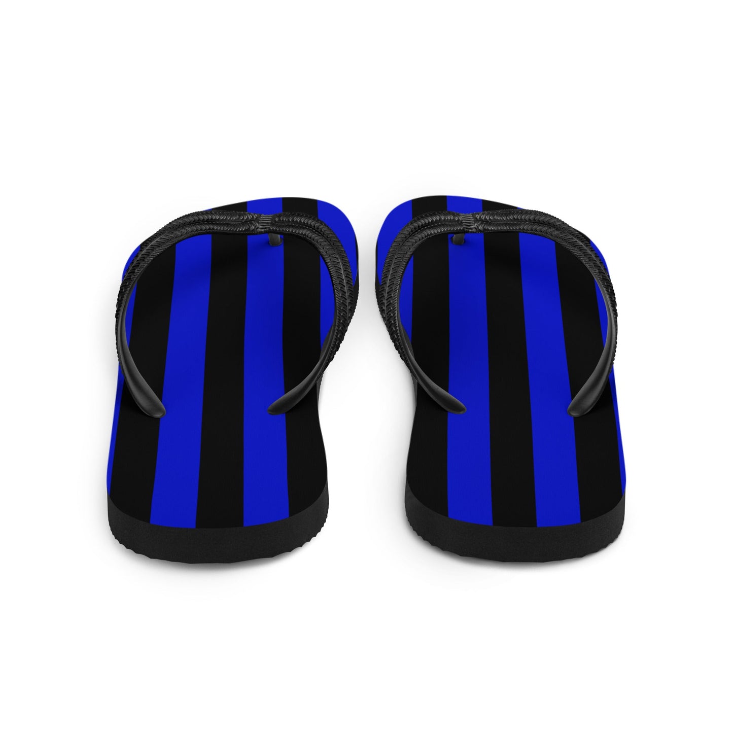 Black and Blue Striped Flip Flops