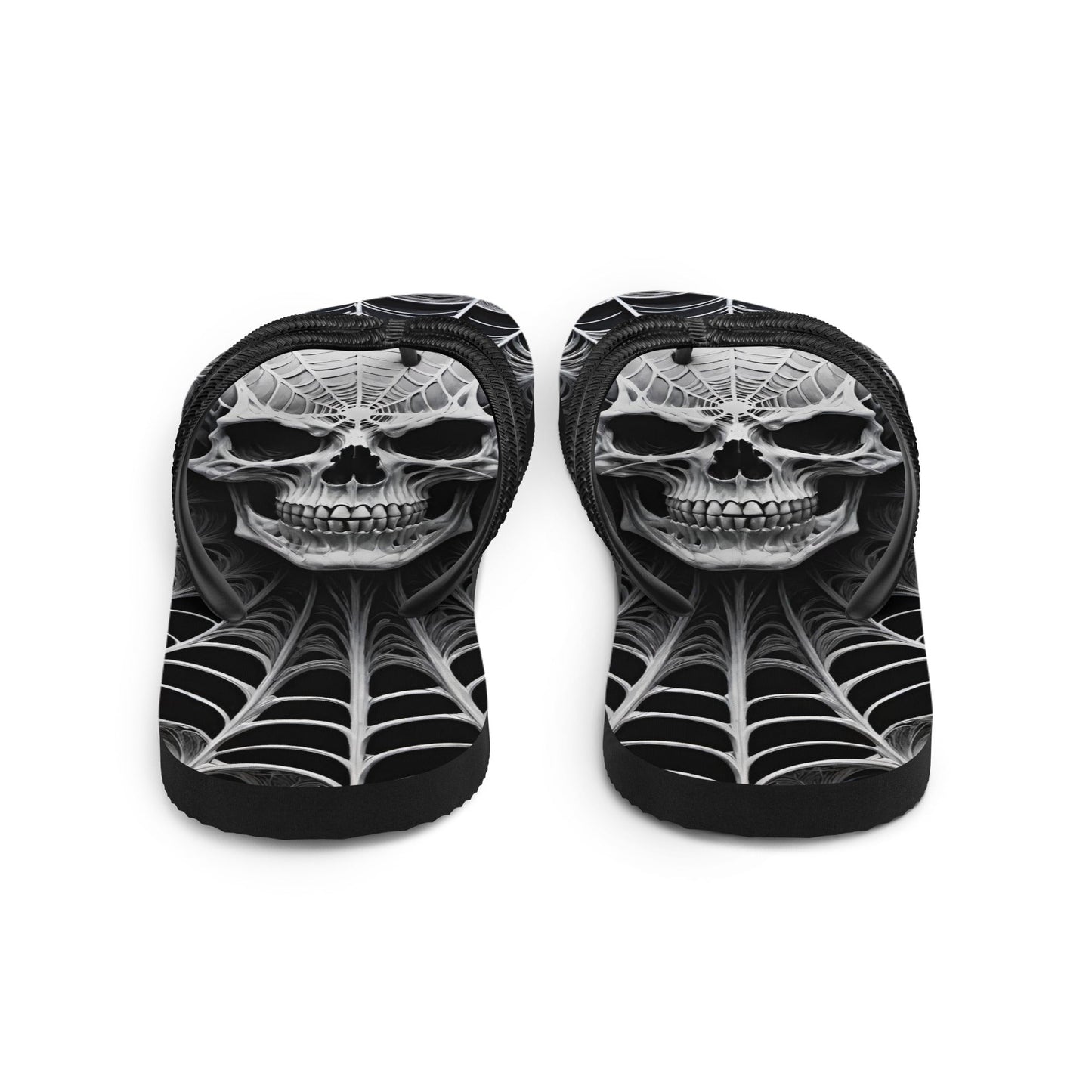 Spider Web Skull Flip Flops