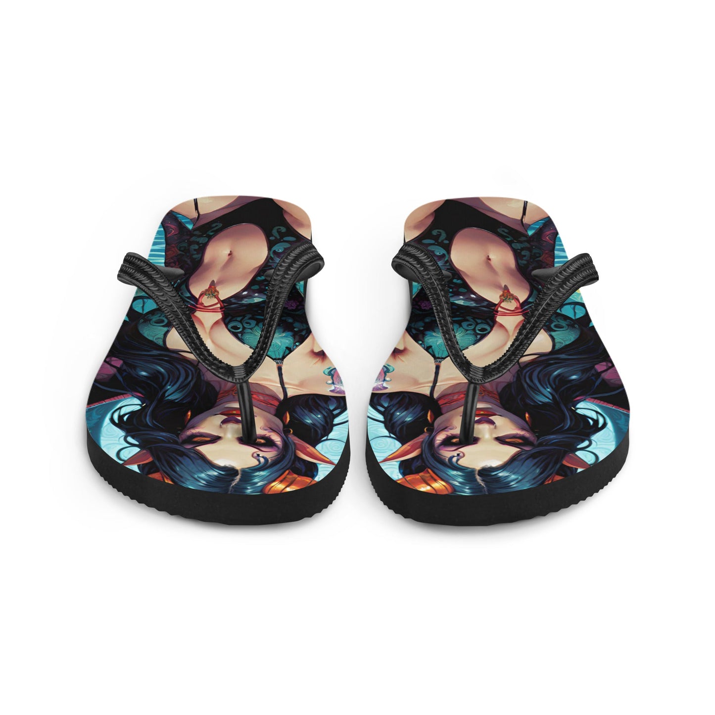 Colorful Summer Succubus in a Swimsuit 4 Gothic Flip Flops