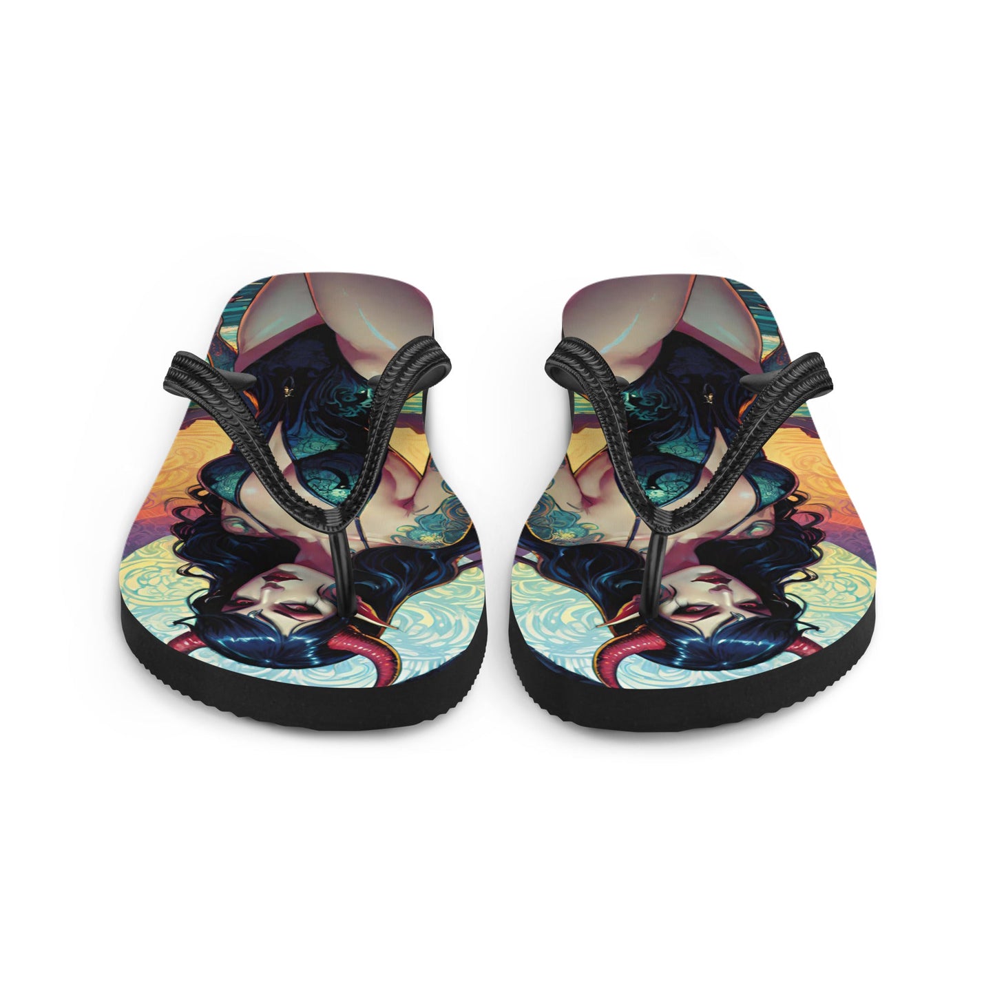 Colorful Summer Succubus in a Swimsuit 2 Gothic Flip Flops