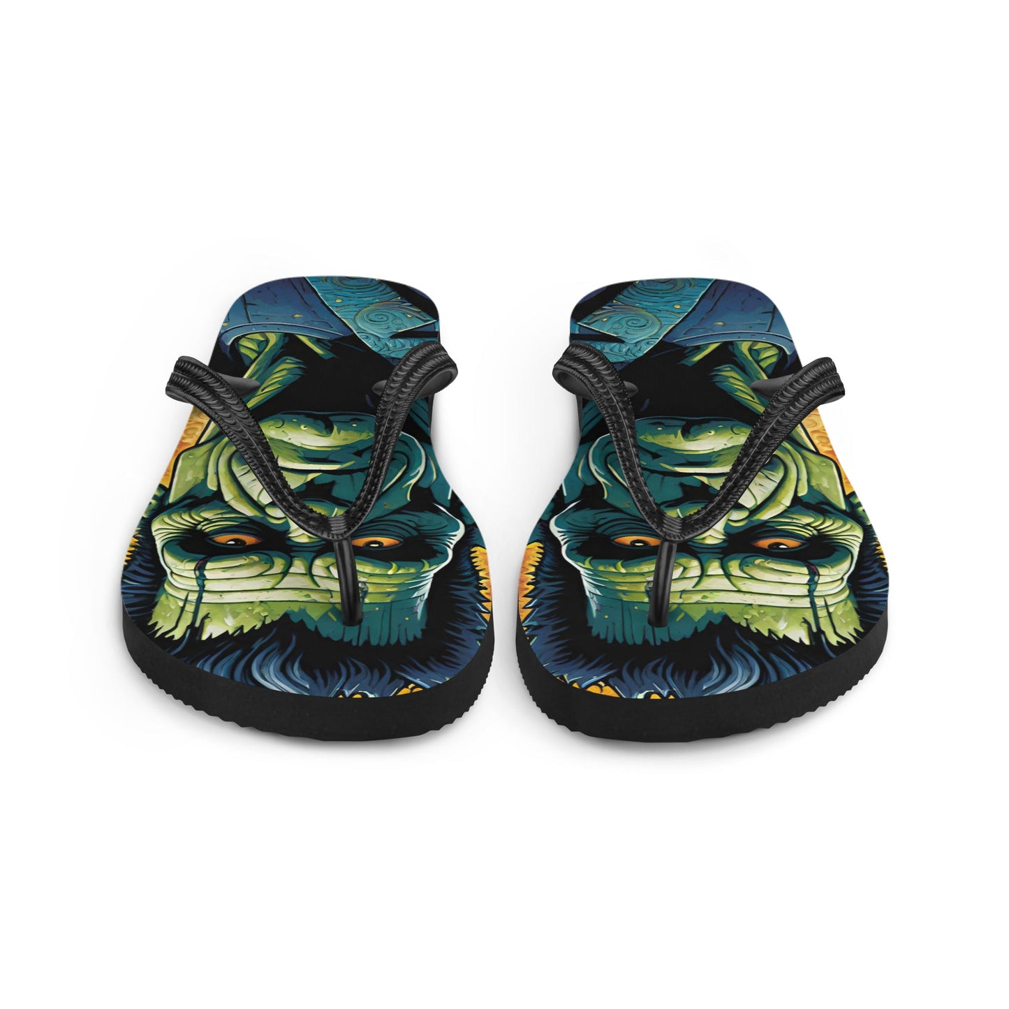 Colorful Frankenstein Gothic Flip Flops