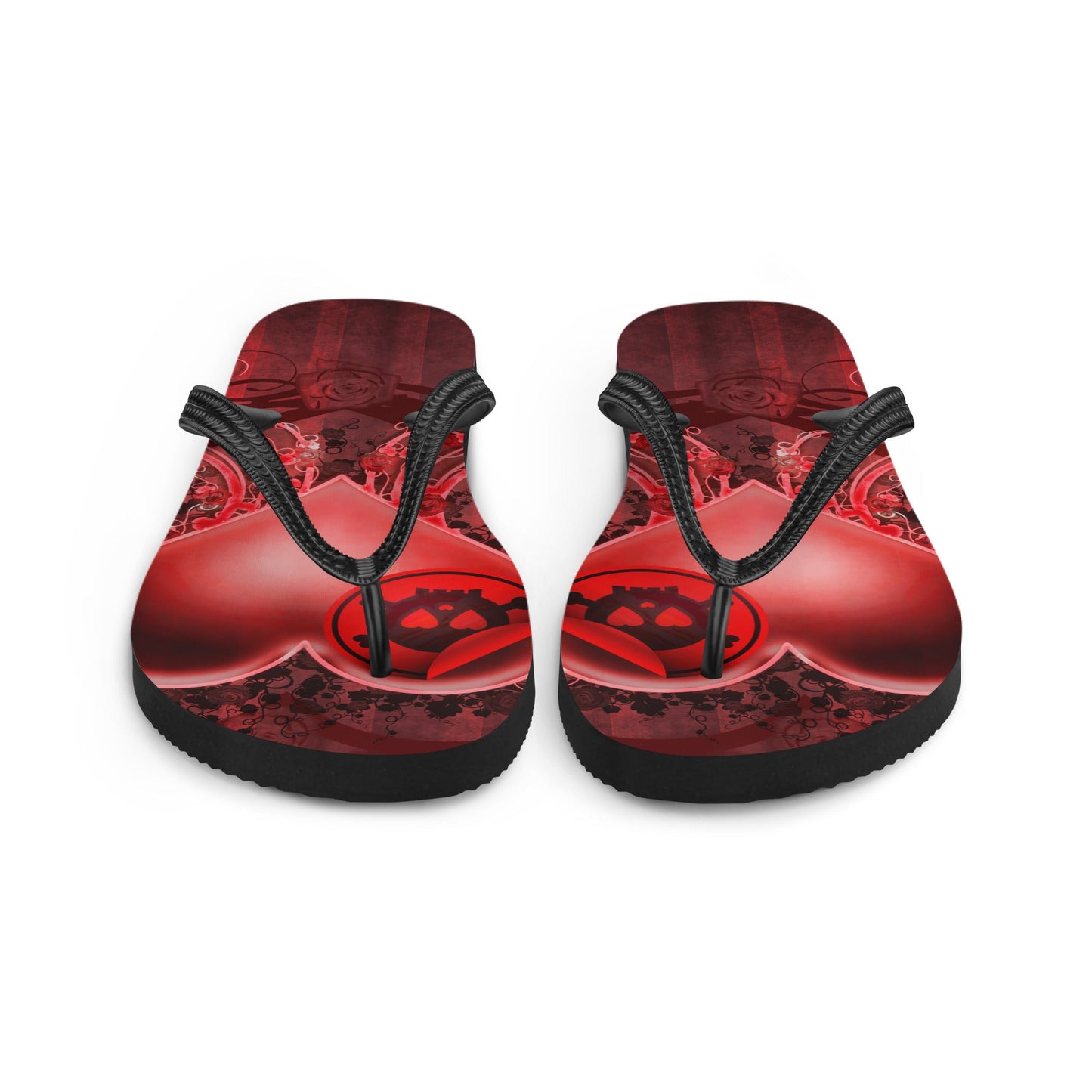 Colorful Skull Heart Gothic Flip Flops