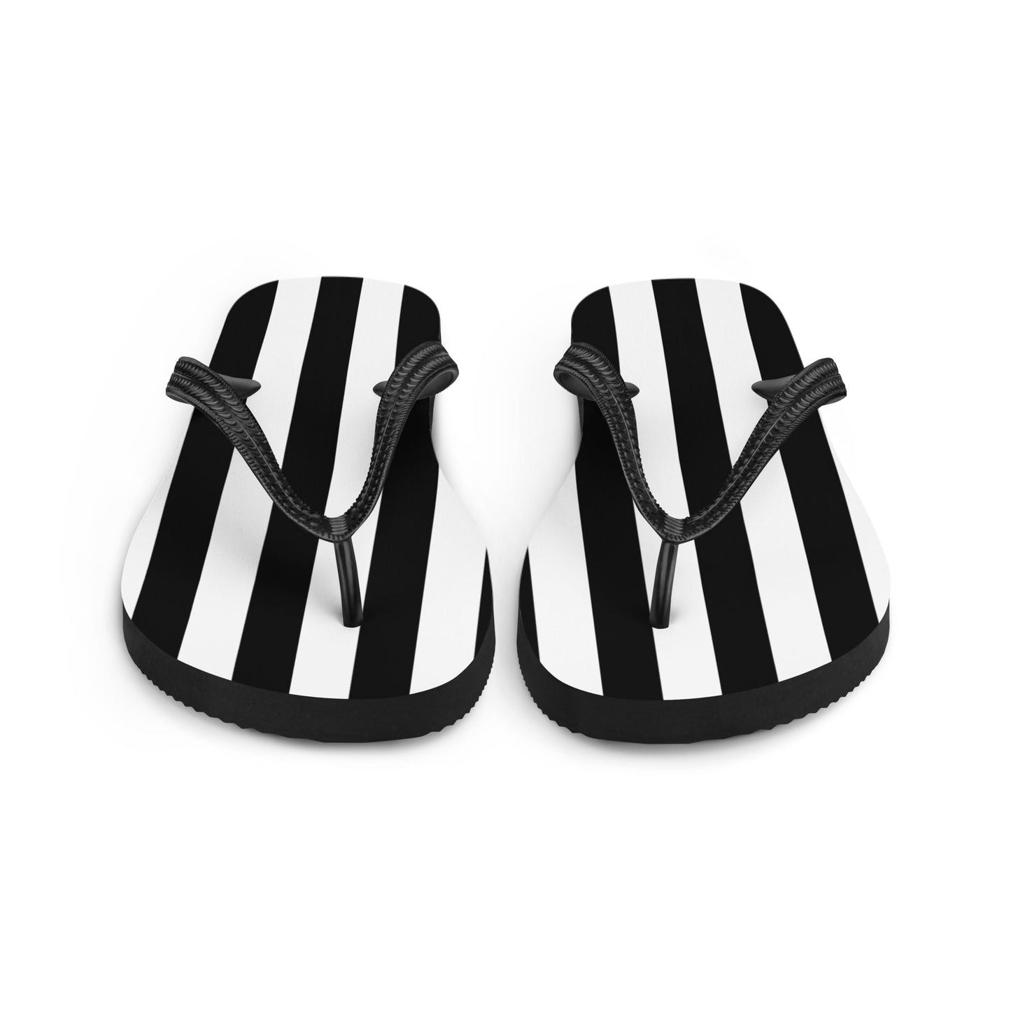 Black and White Striped Flip Flops