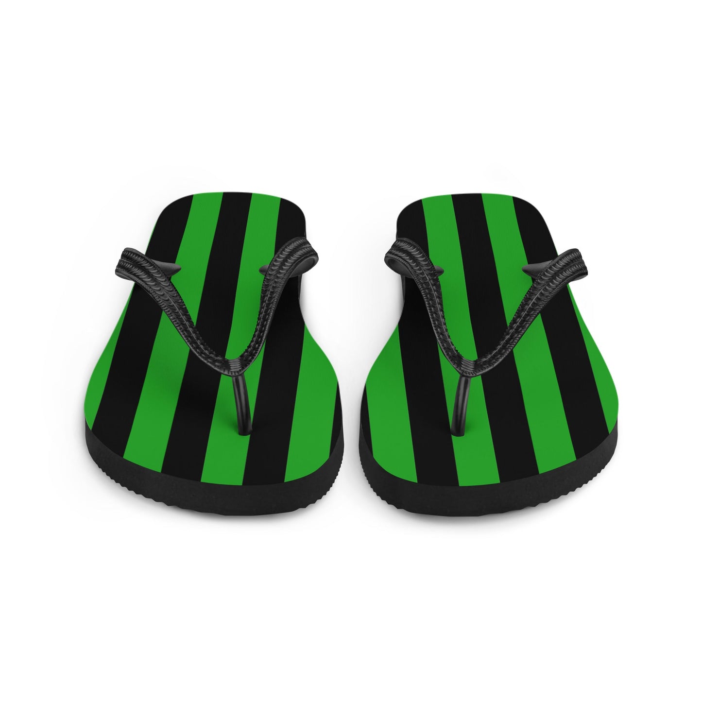 Black and Green Striped Flip Flops
