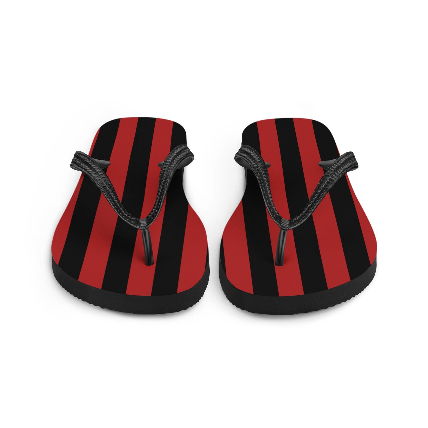 Black and Red Striped Flip Flops