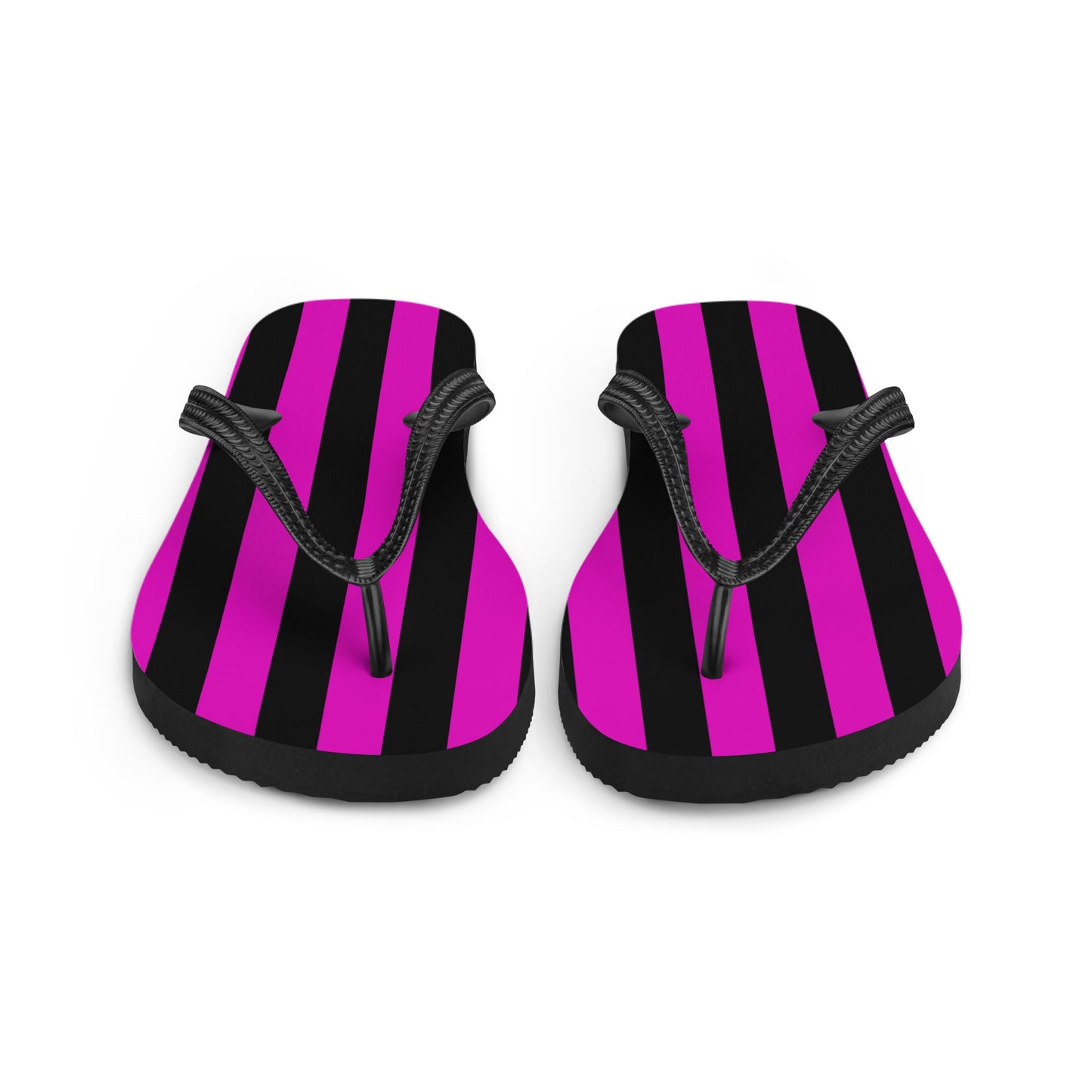 Black and Pink Striped Flip Flops