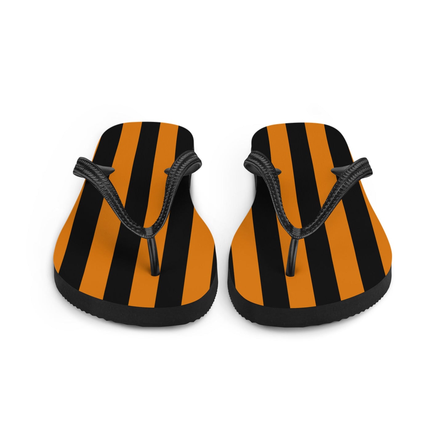 Black and Orange Striped Flip Flops