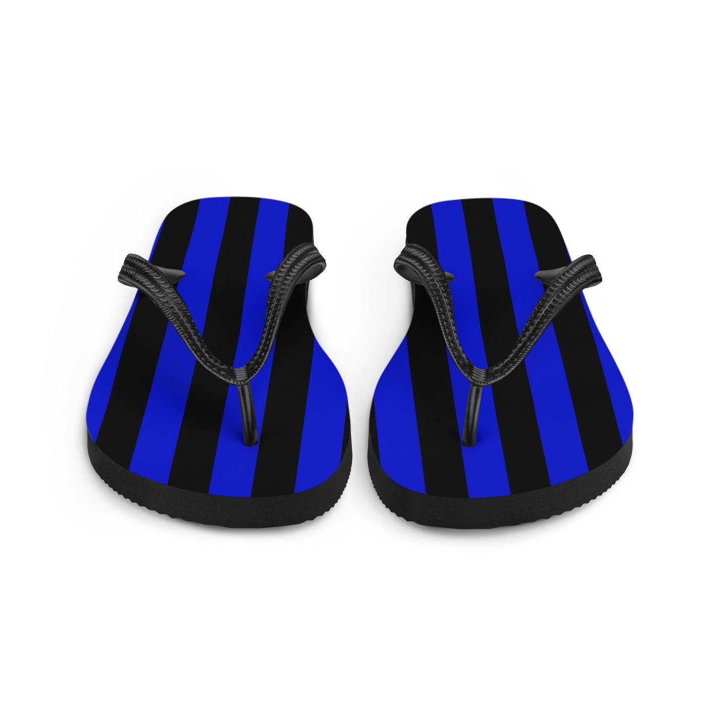 Black and Blue Striped Flip Flops