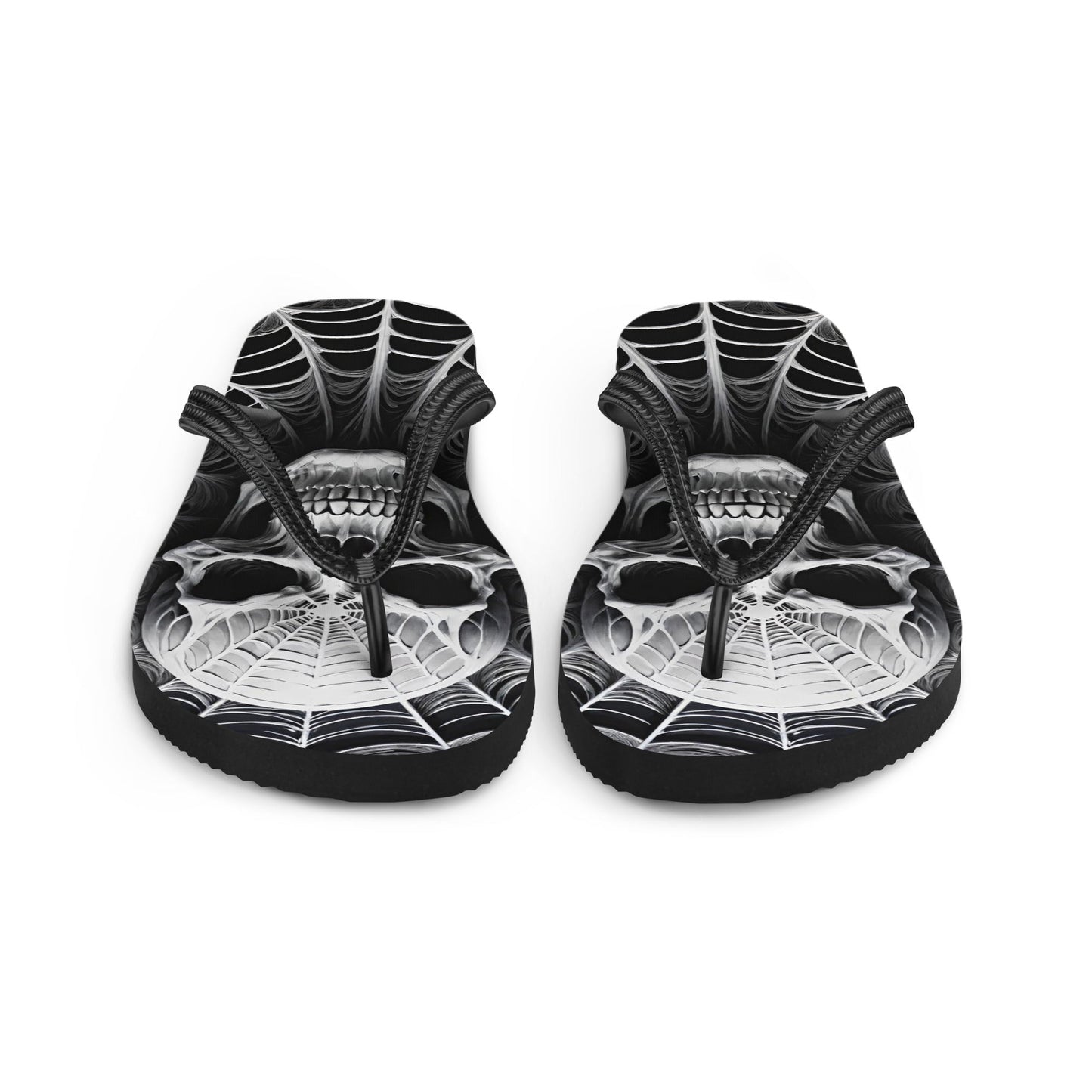 Spider Web Skull Flip Flops