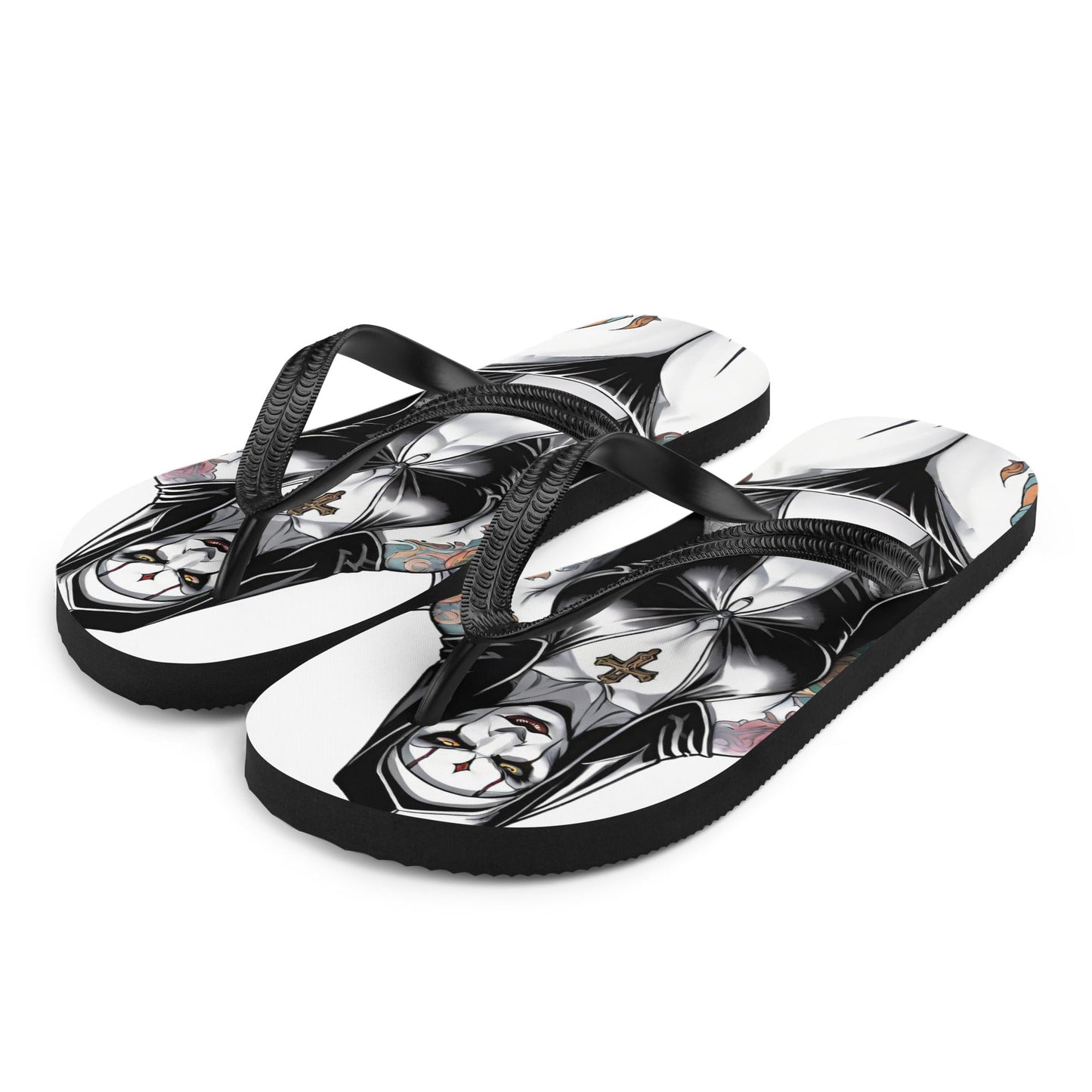 Sexy Evil Nun Gothic Flip Flops