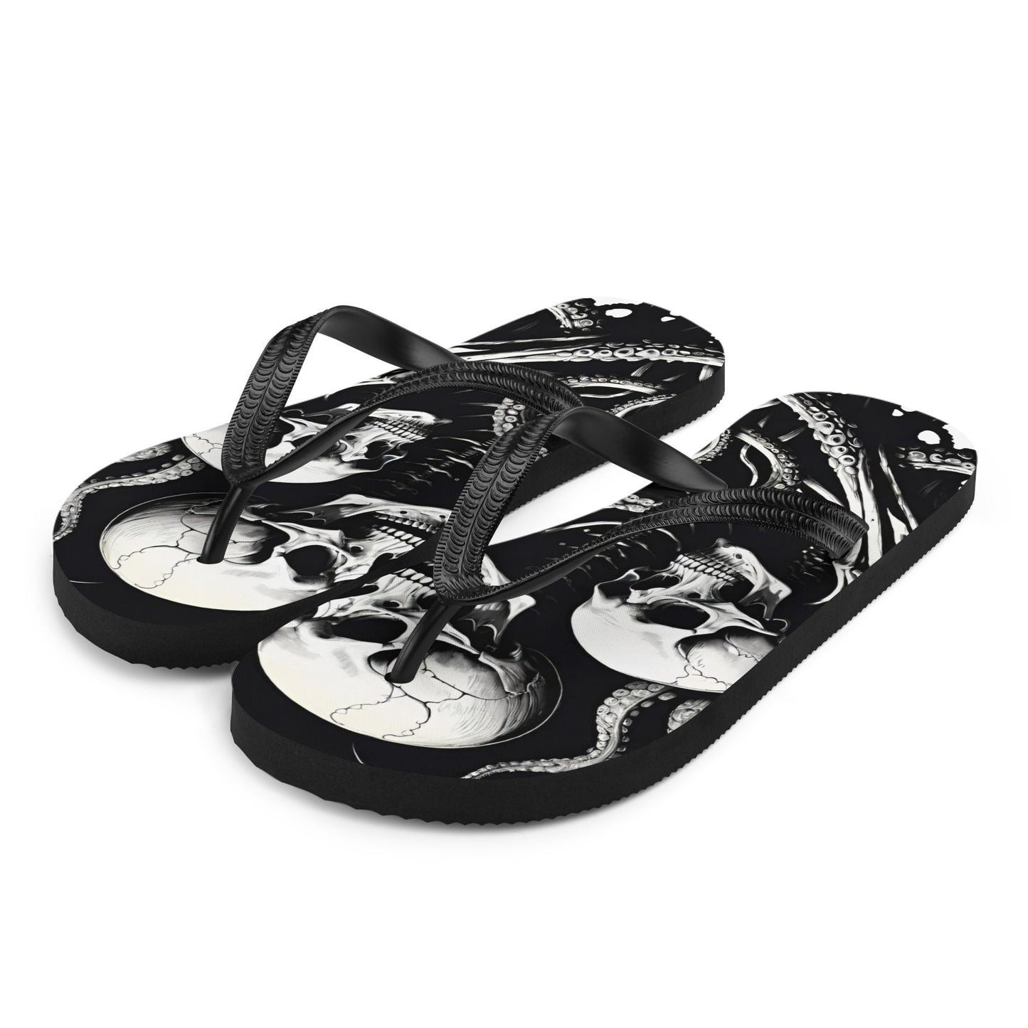 Skeletons and Octopus Tentacles Gothic Flip Flops