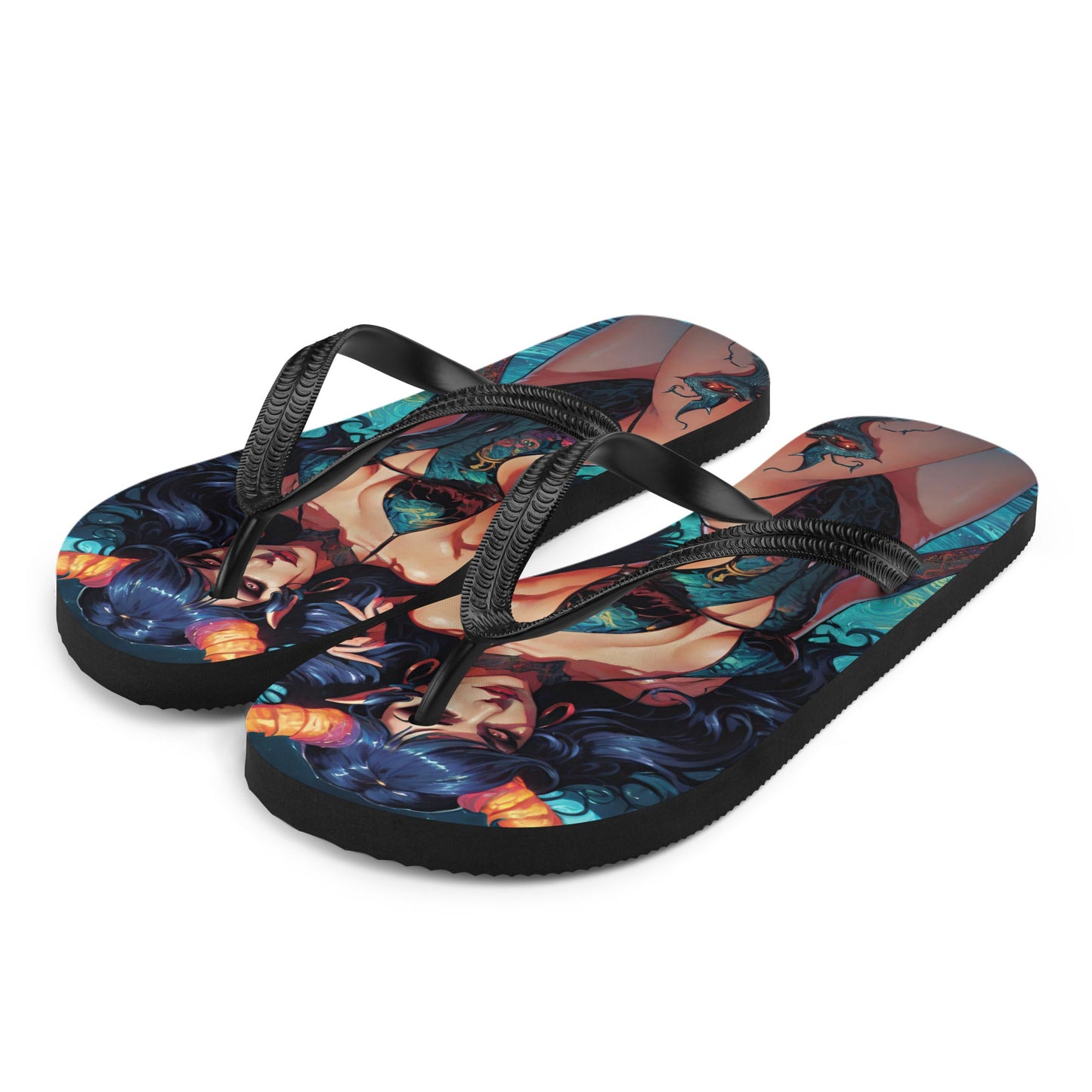 Colorful Summer Succubus in a Swimsuit 3 Gothic Flip Flops