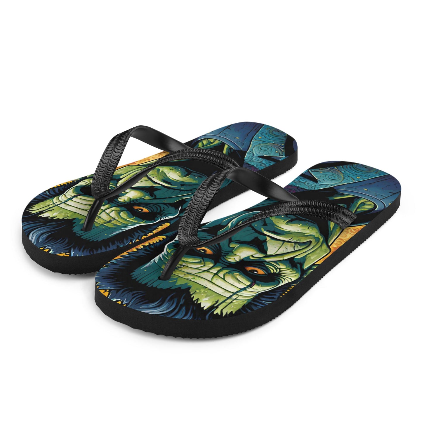 Colorful Frankenstein Gothic Flip Flops