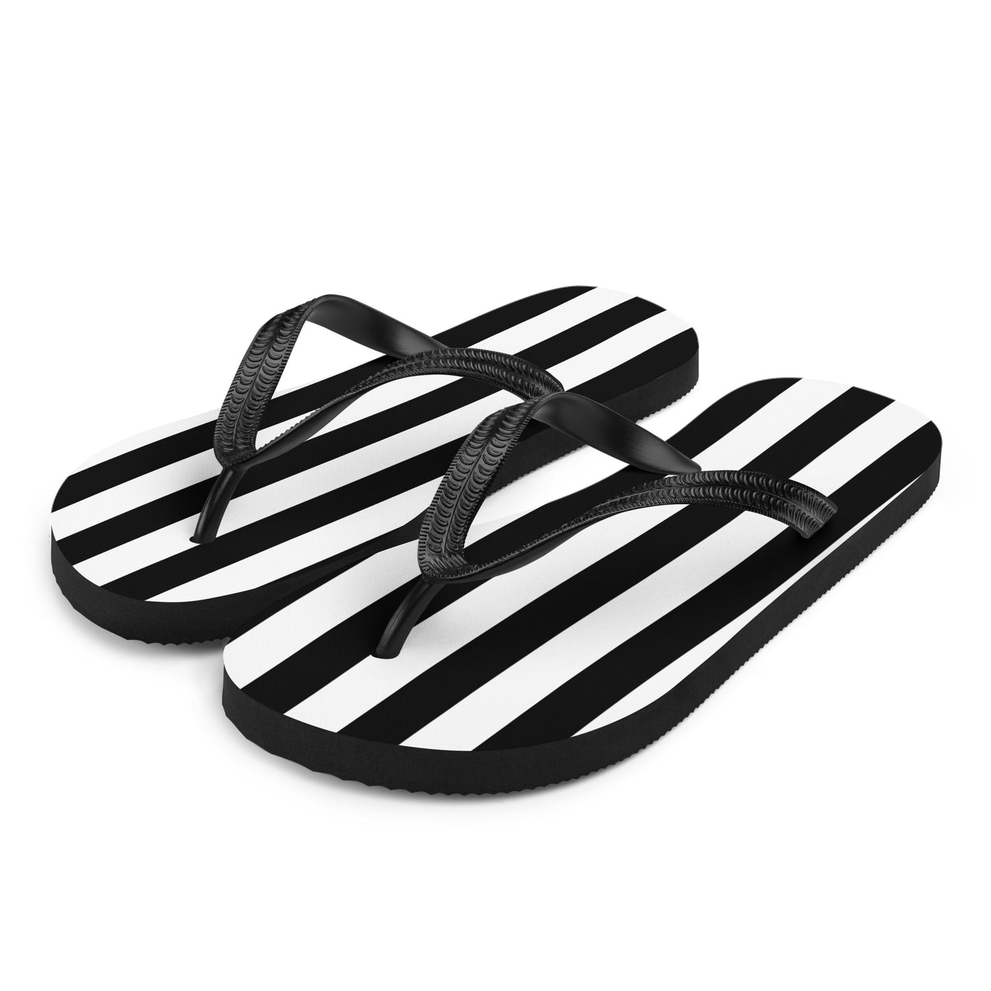 Black and White Striped Flip Flops