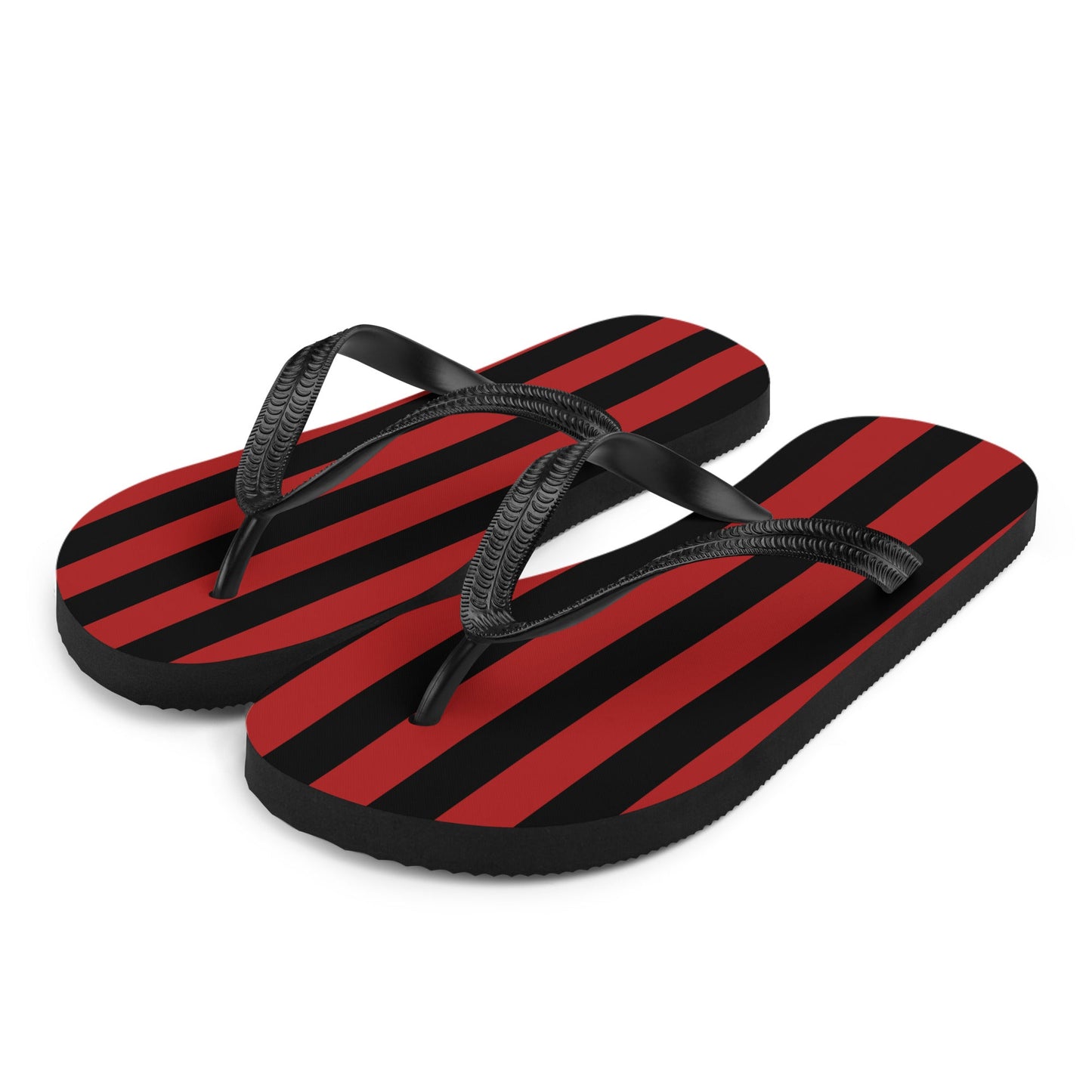 Black and Red Striped Flip Flops