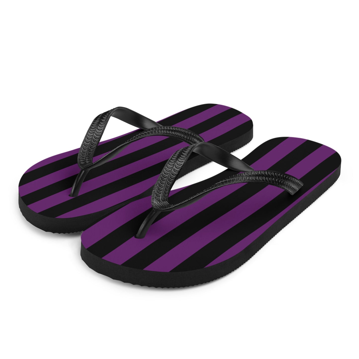 Black and Purple Striped Flip Flops