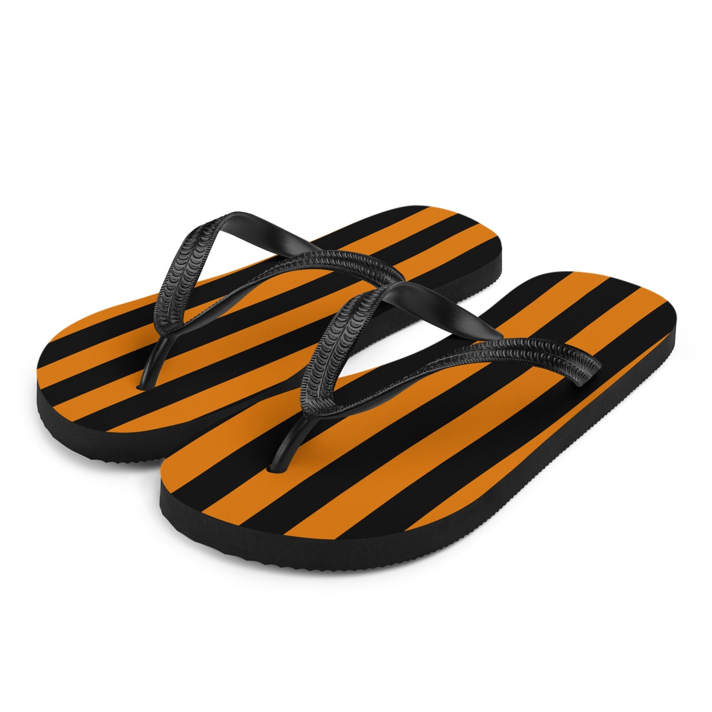 Black and Orange Striped Flip Flops