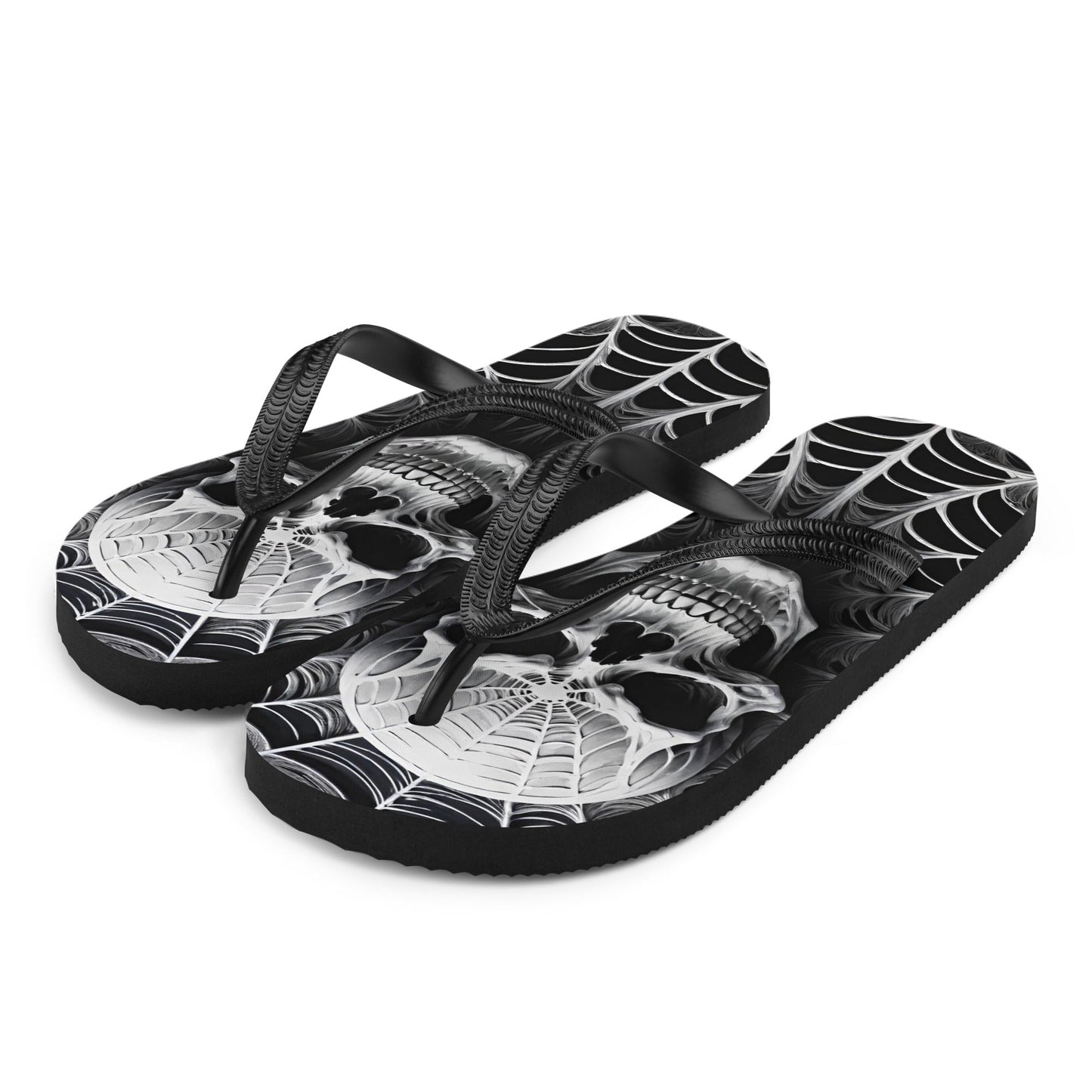 Spider Web Skull Flip Flops