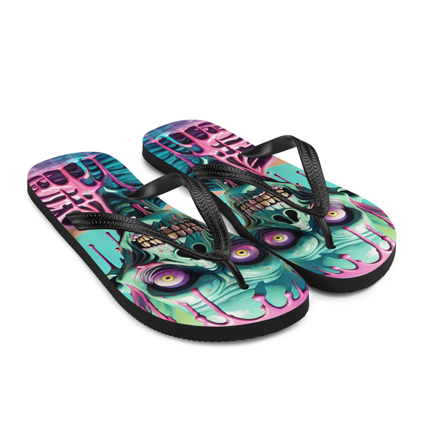 Colorful Melting Candy Zombie Gothic Flip Flops