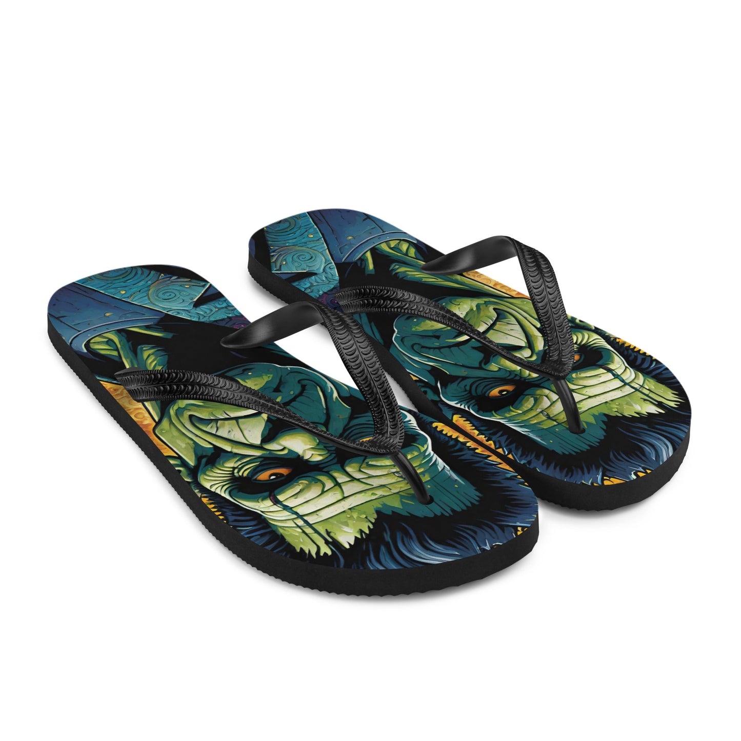 Colorful Frankenstein Gothic Flip Flops