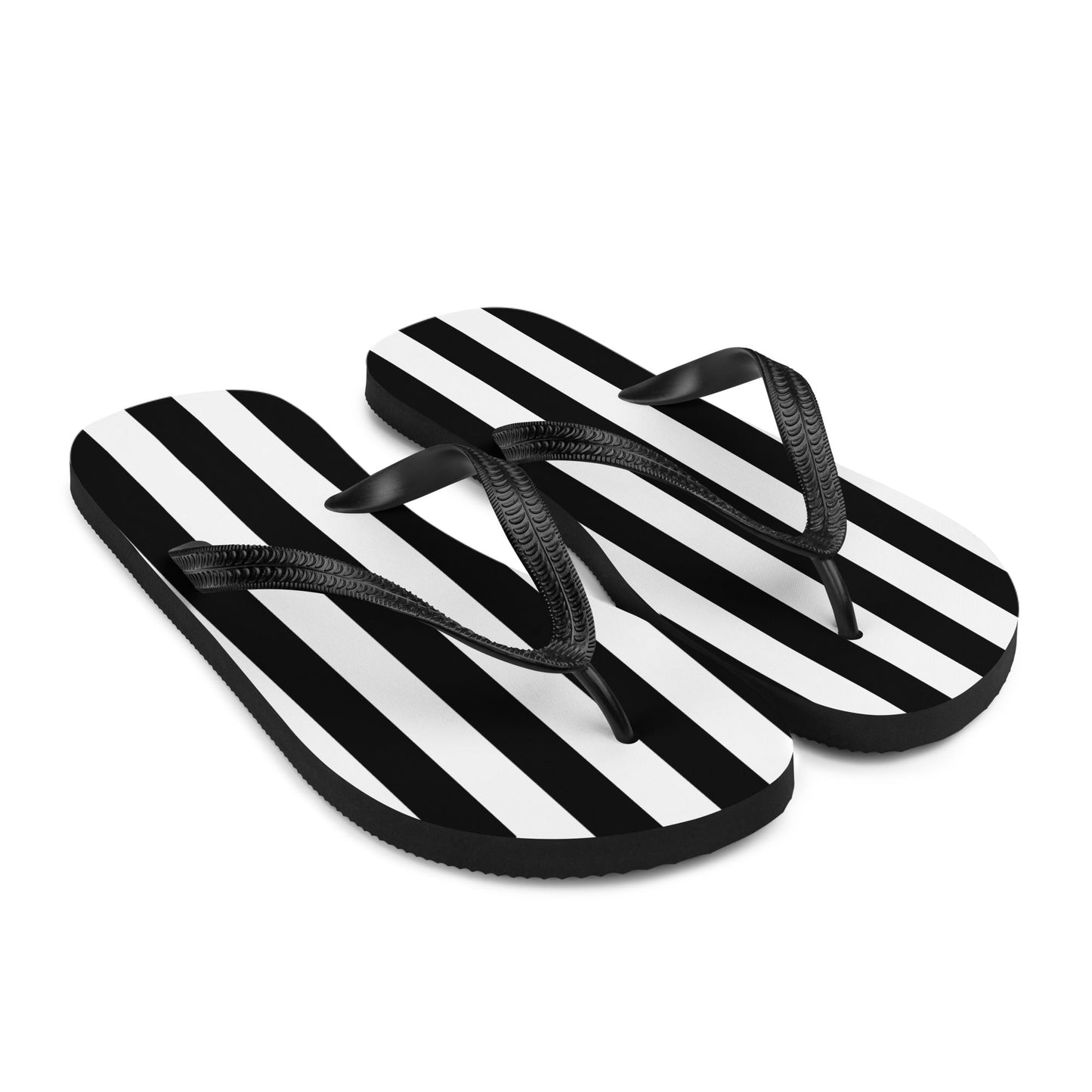 Black and White Striped Flip Flops