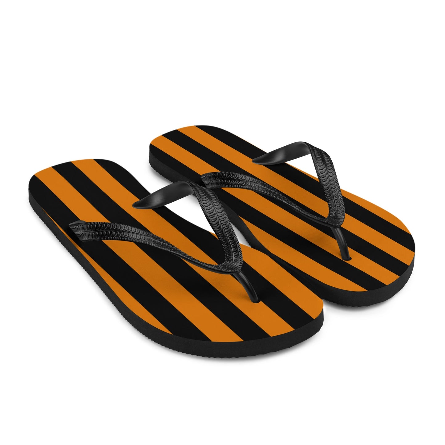 Black and Orange Striped Flip Flops
