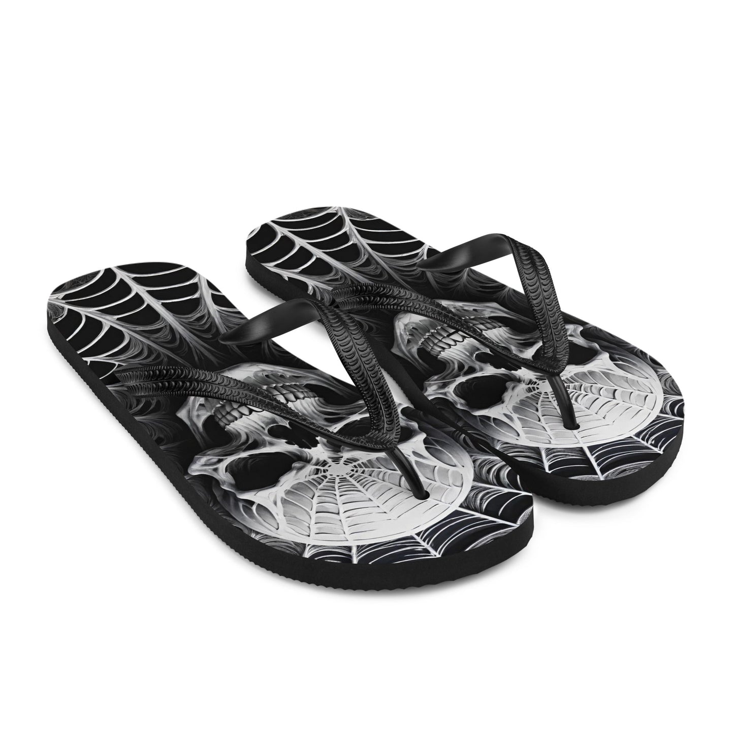 Spider Web Skull Flip Flops