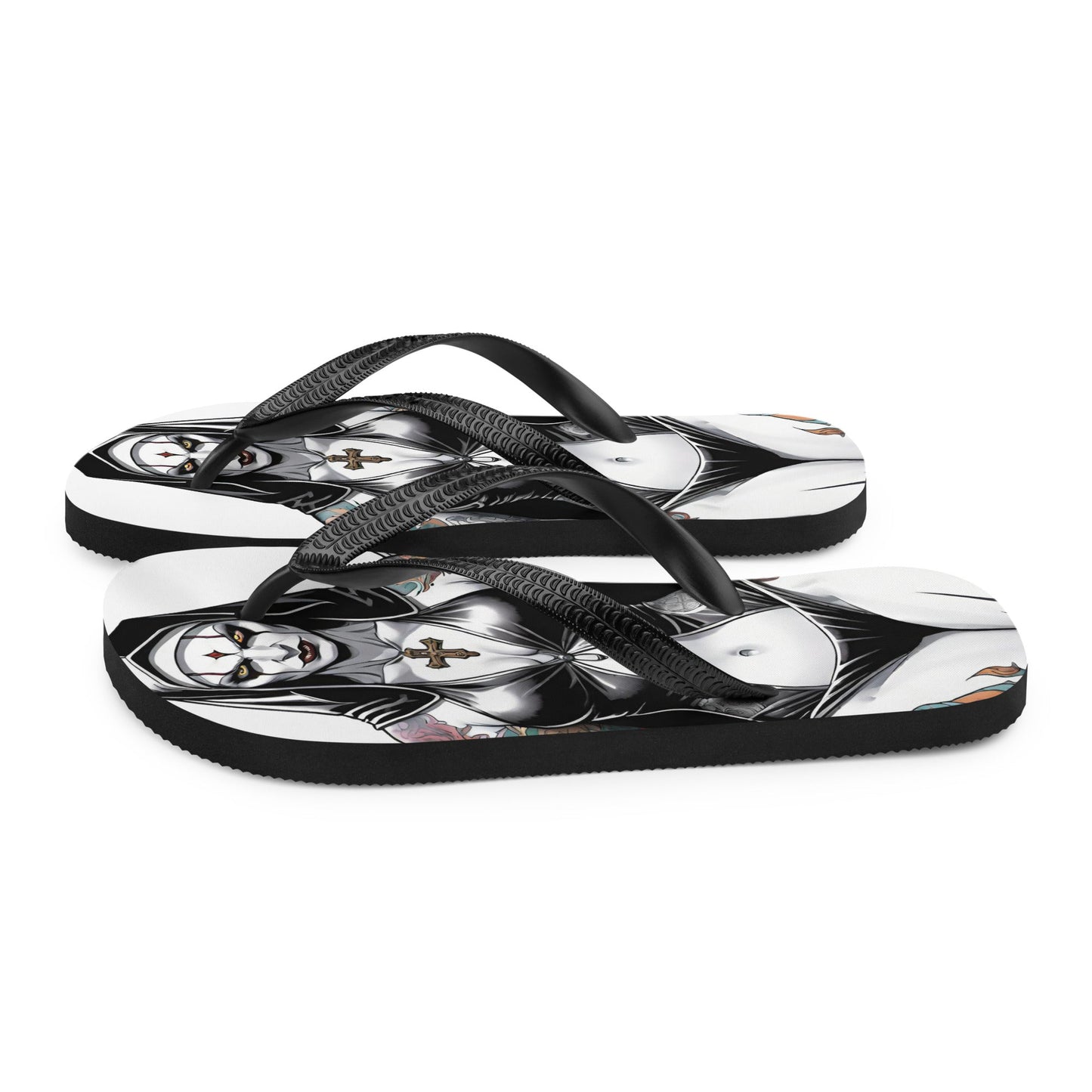Sexy Evil Nun Gothic Flip Flops