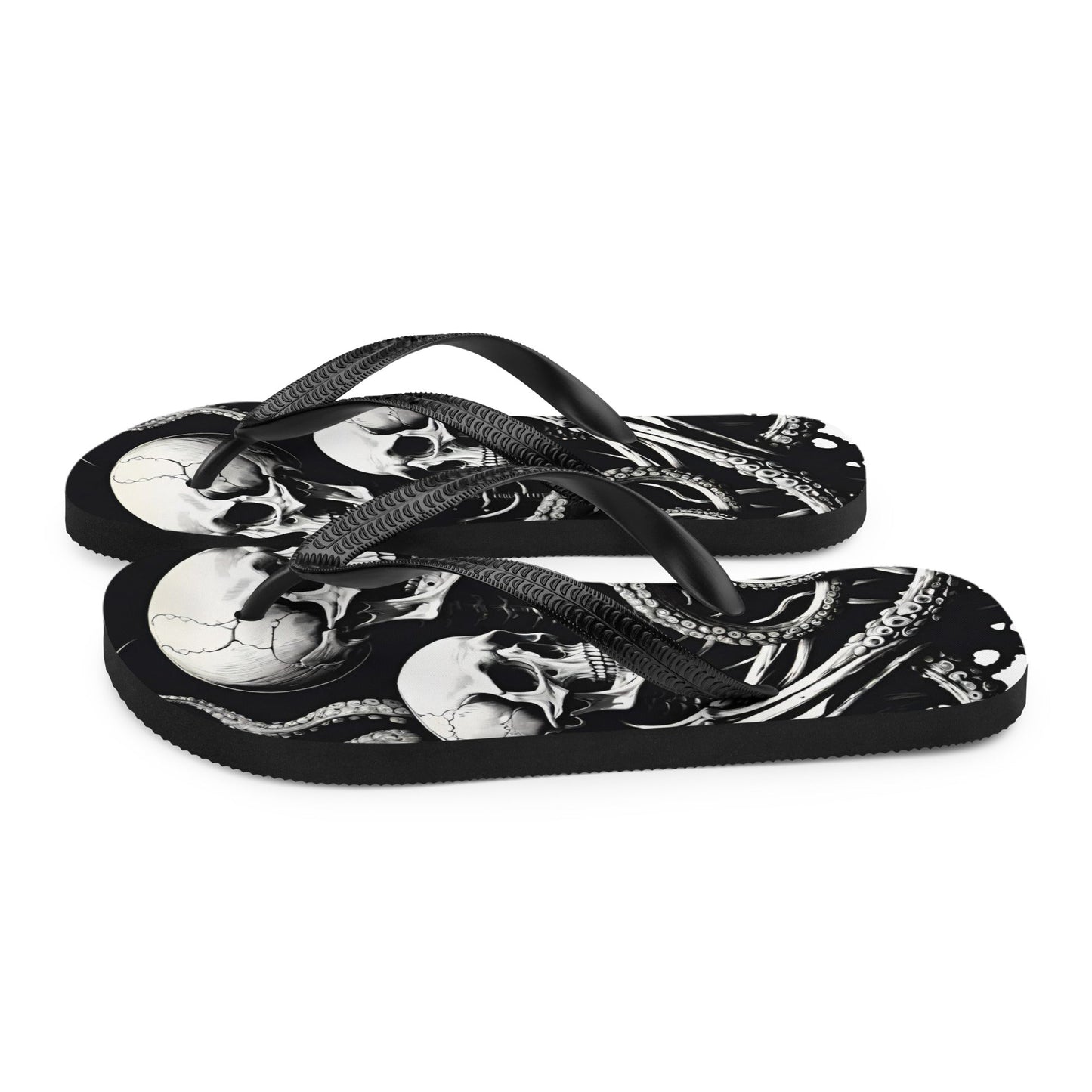 Skeletons and Octopus Tentacles Gothic Flip Flops