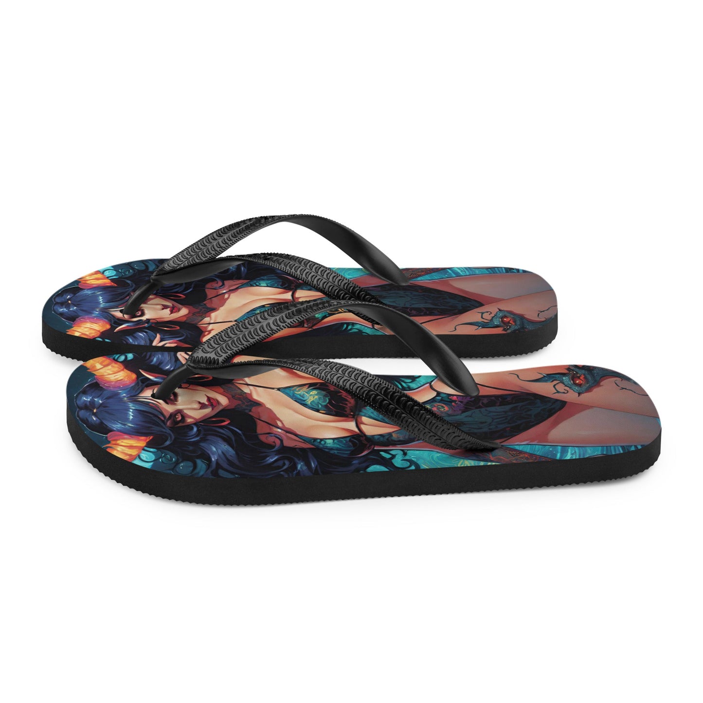 Colorful Summer Succubus in a Swimsuit 3 Gothic Flip Flops