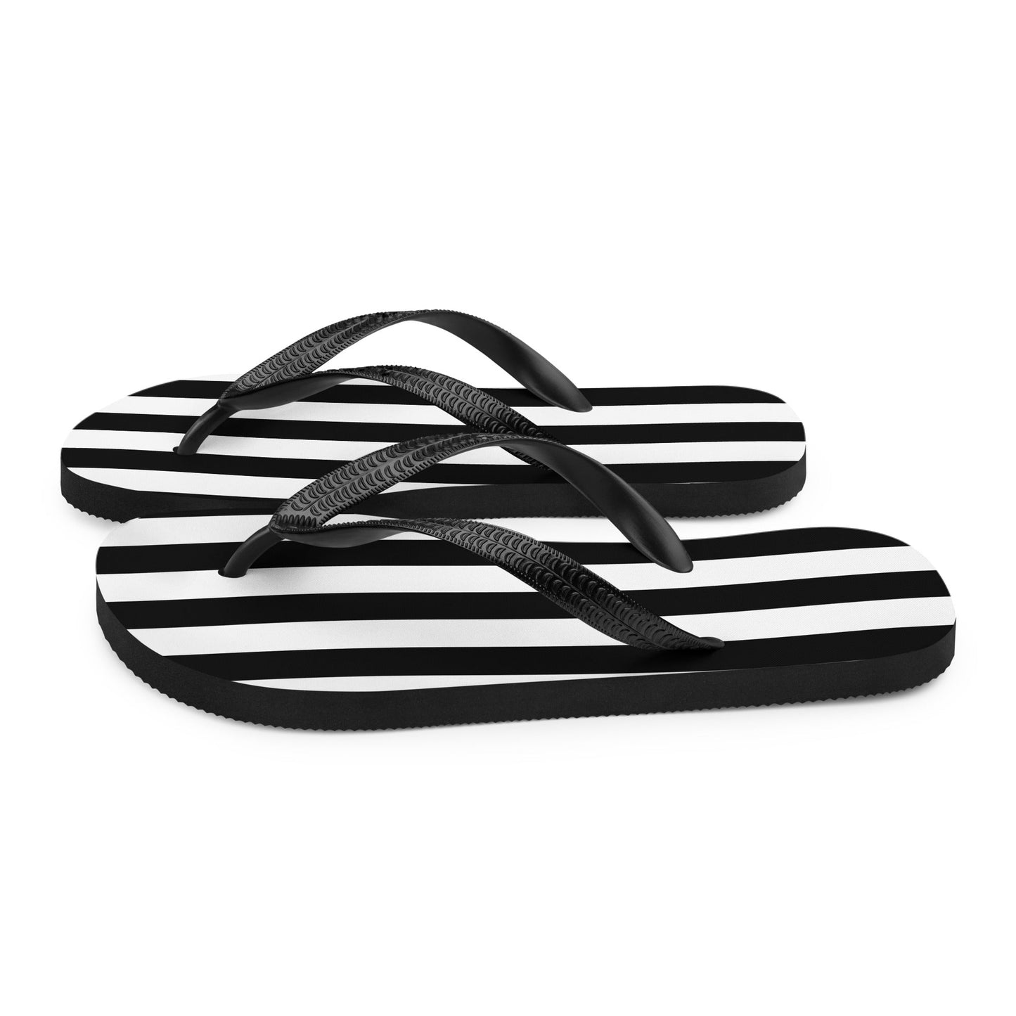 Black and White Striped Flip Flops