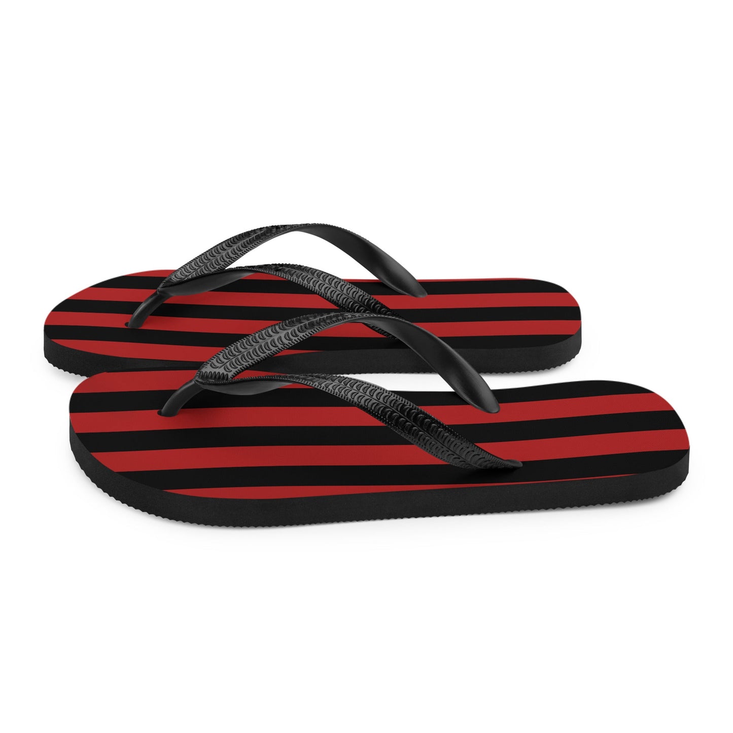 Black and Red Striped Flip Flops