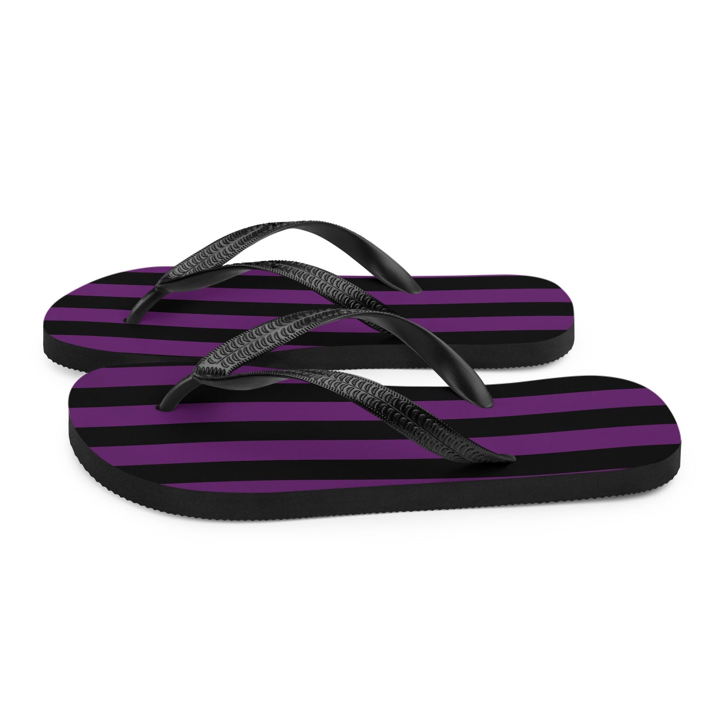Black and Purple Striped Flip Flops