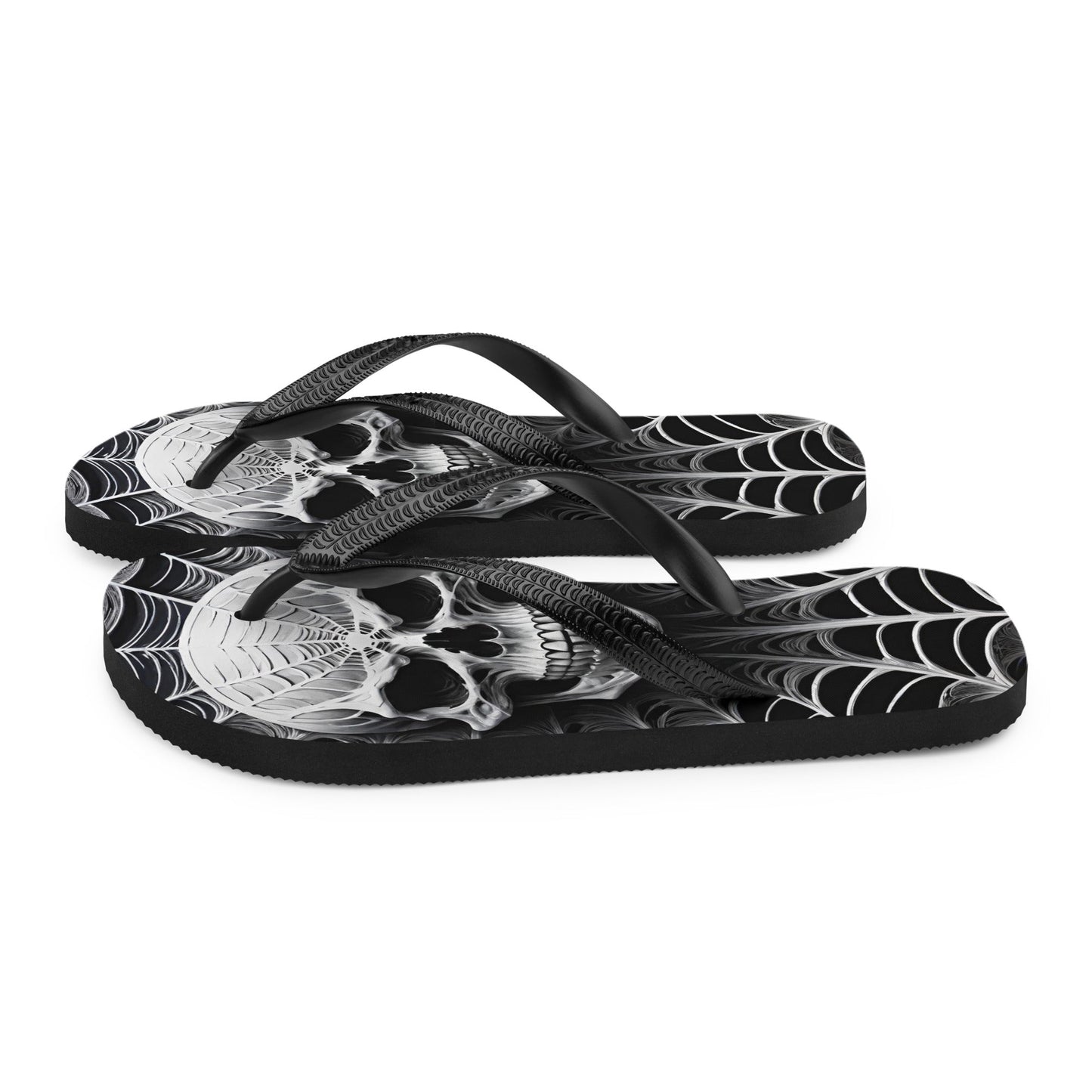 Spider Web Skull Flip Flops