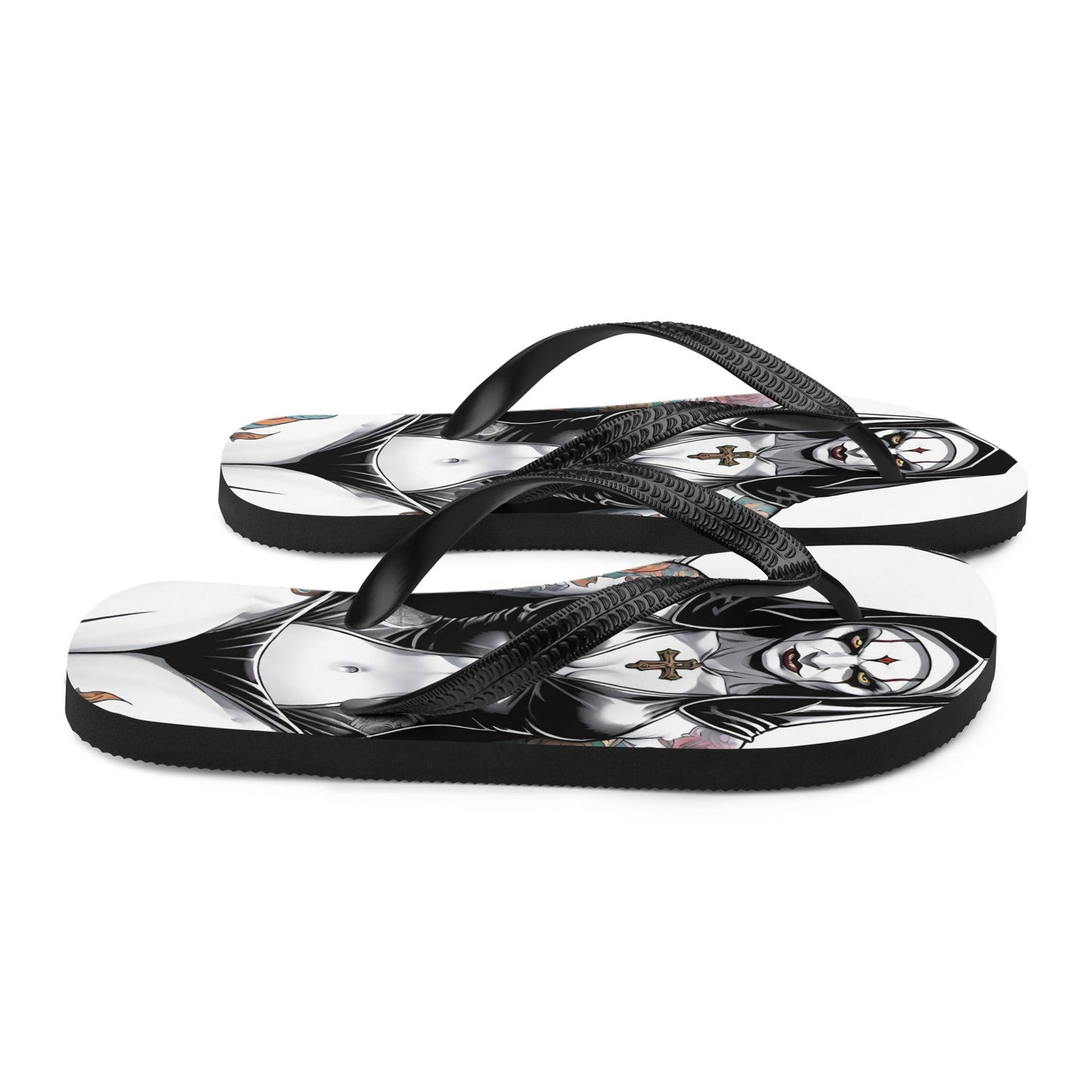 Sexy Evil Nun Gothic Flip Flops