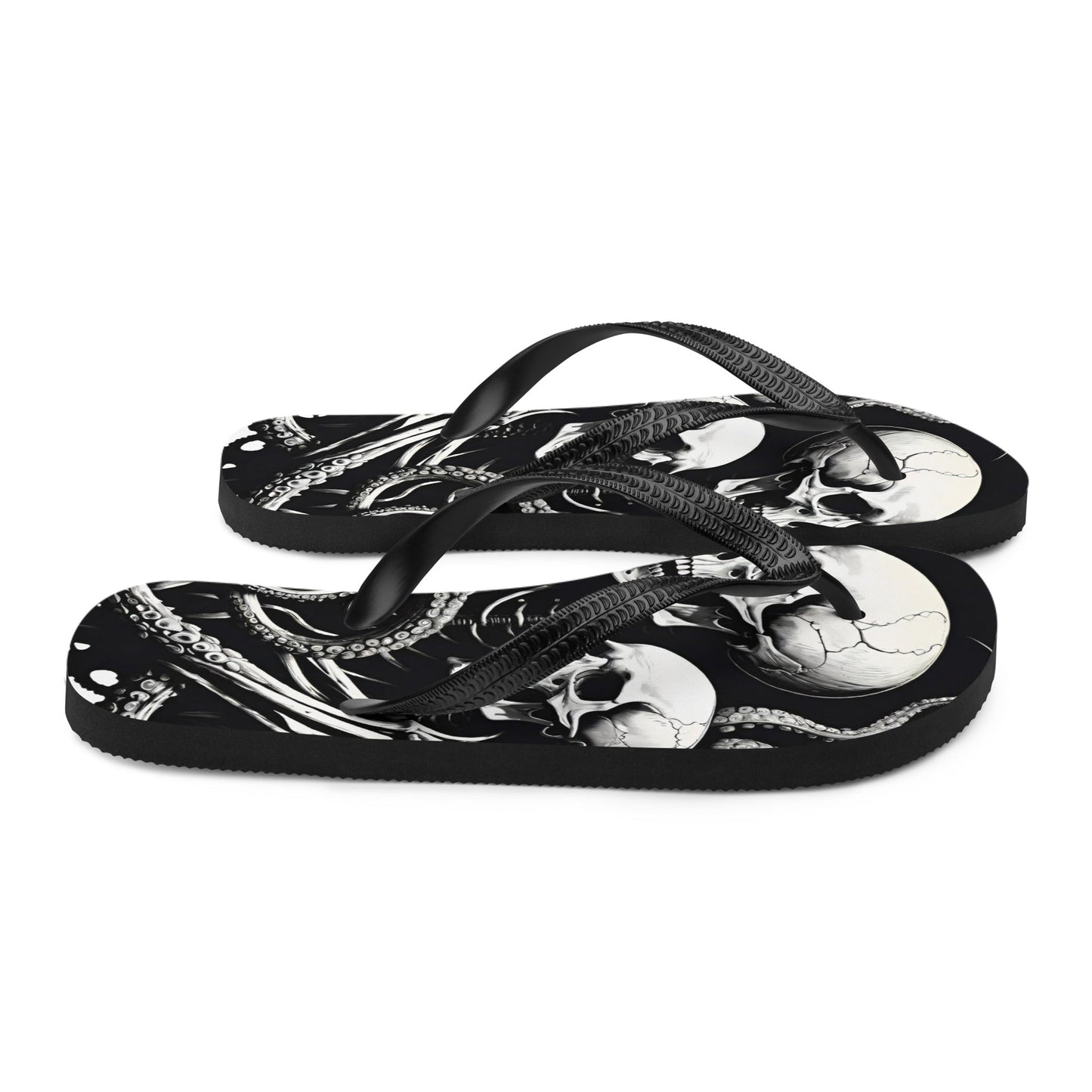 Skeletons and Octopus Tentacles Gothic Flip Flops